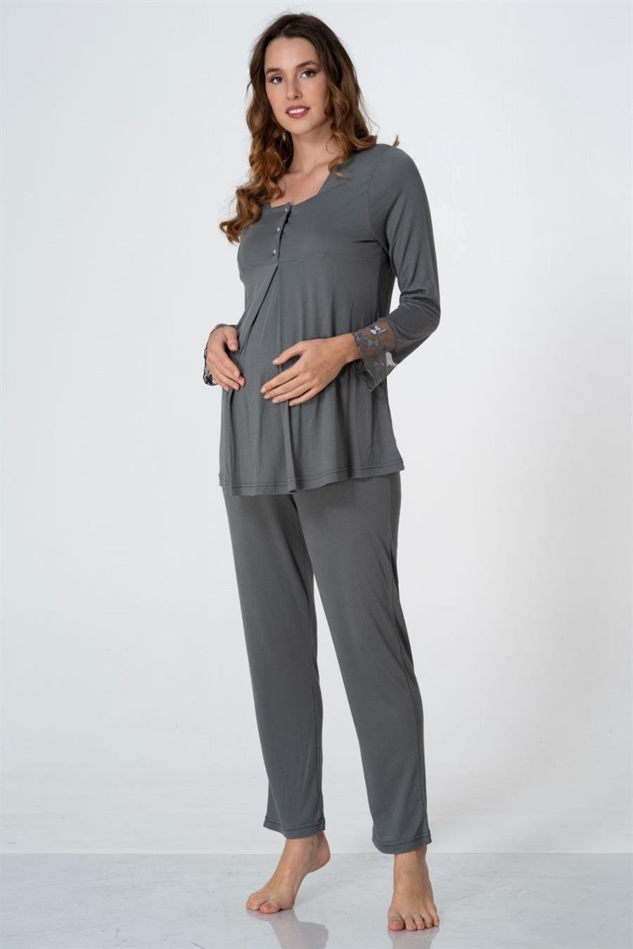 Effortt 9042 Füme Hamile Lohusa Pijama Takımı