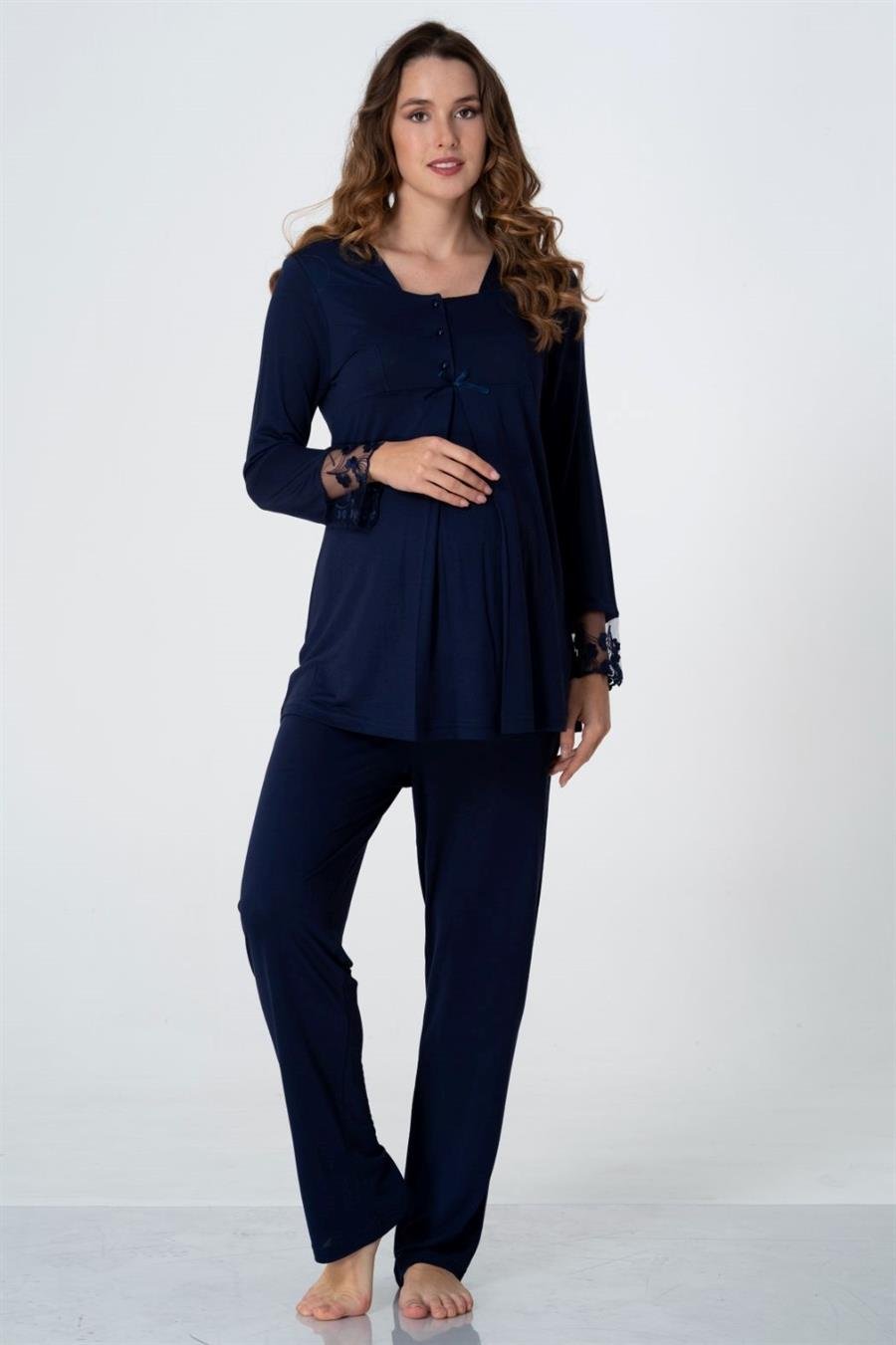 Effortt 9042 Lacivert Hamile Lohusa Pijama Takımı