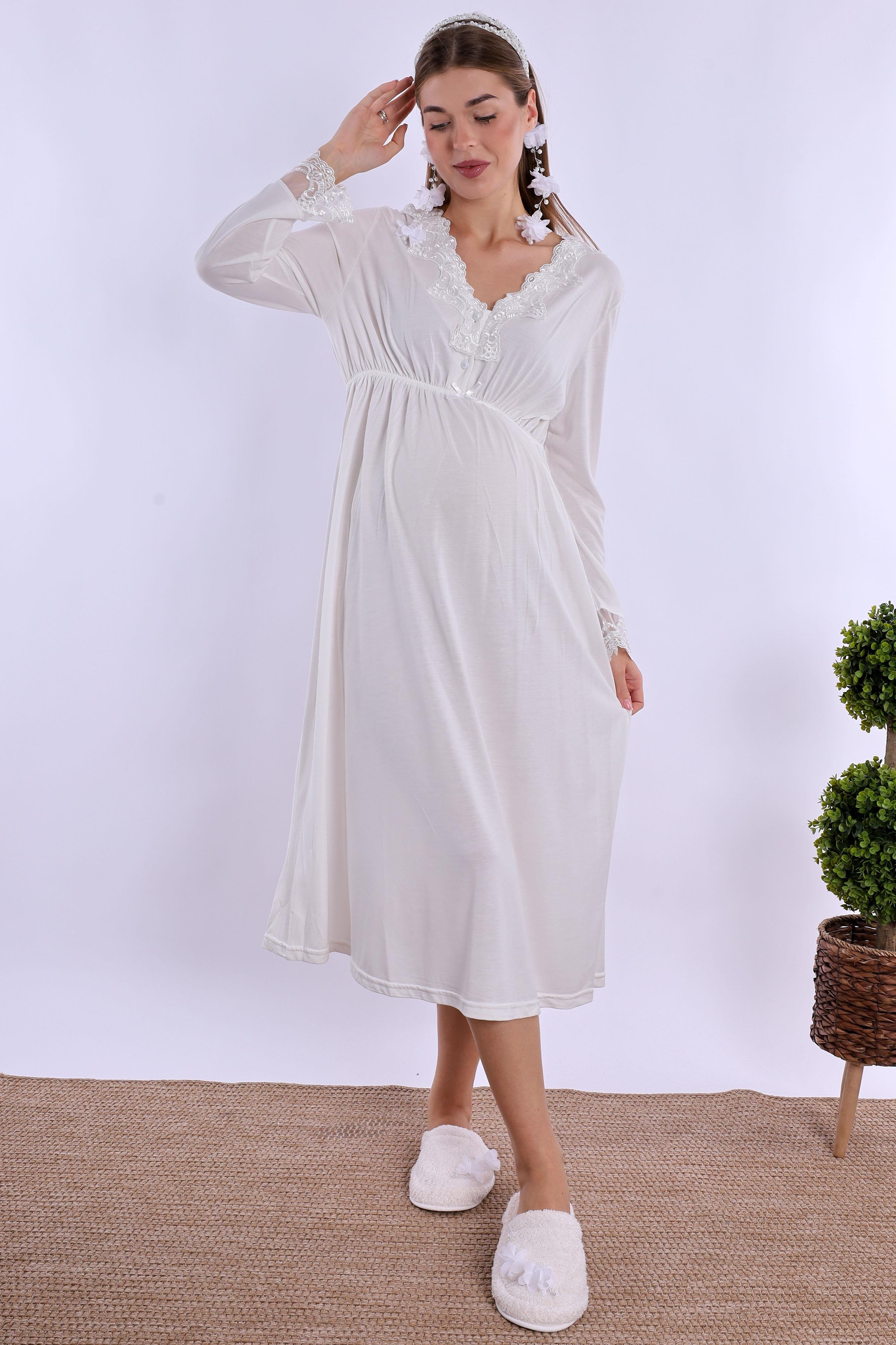 Effortt Ekru Dantelli Lohusa Gecelik 280932