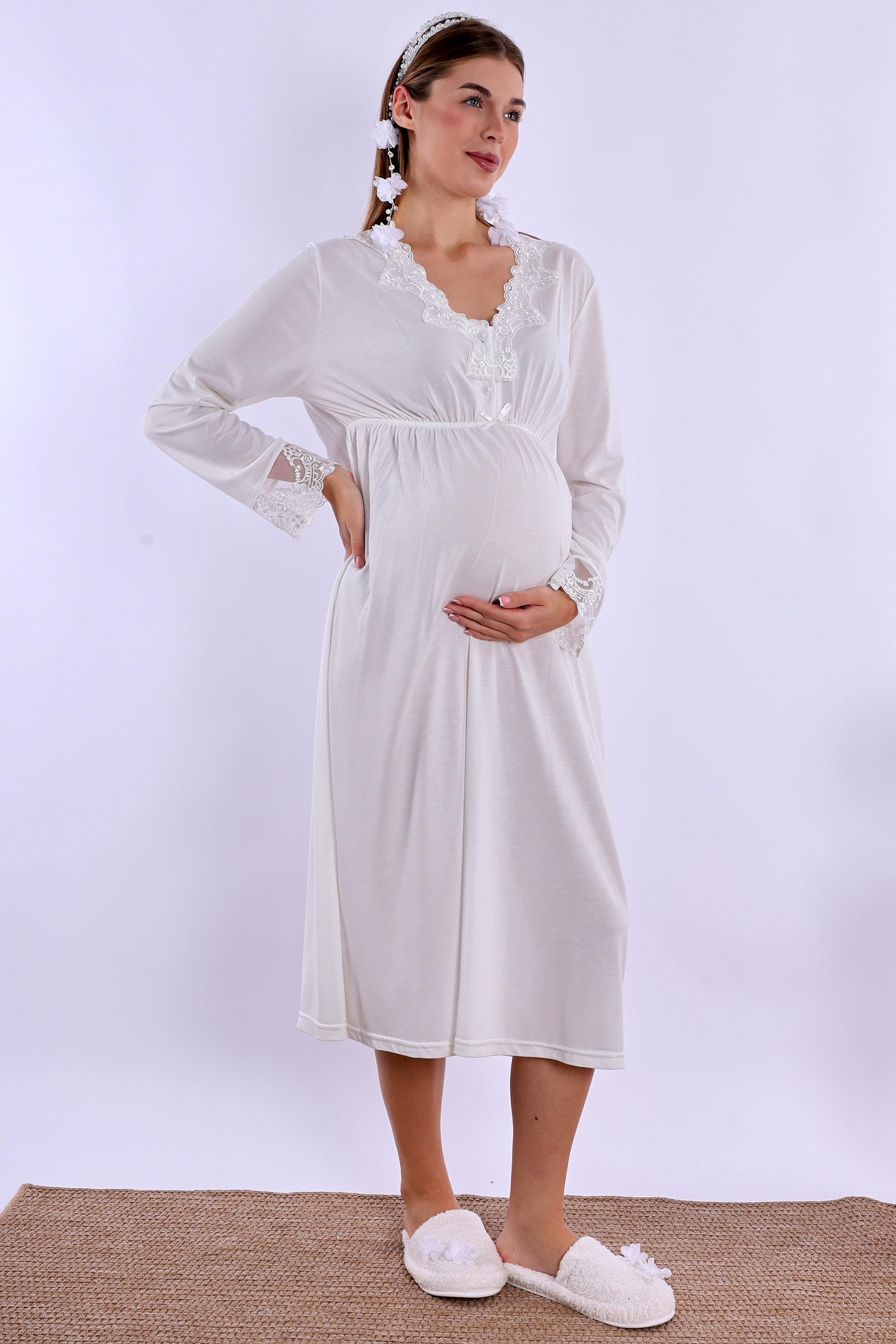 Effortt Ekru Dantelli Lohusa Gecelik 280932