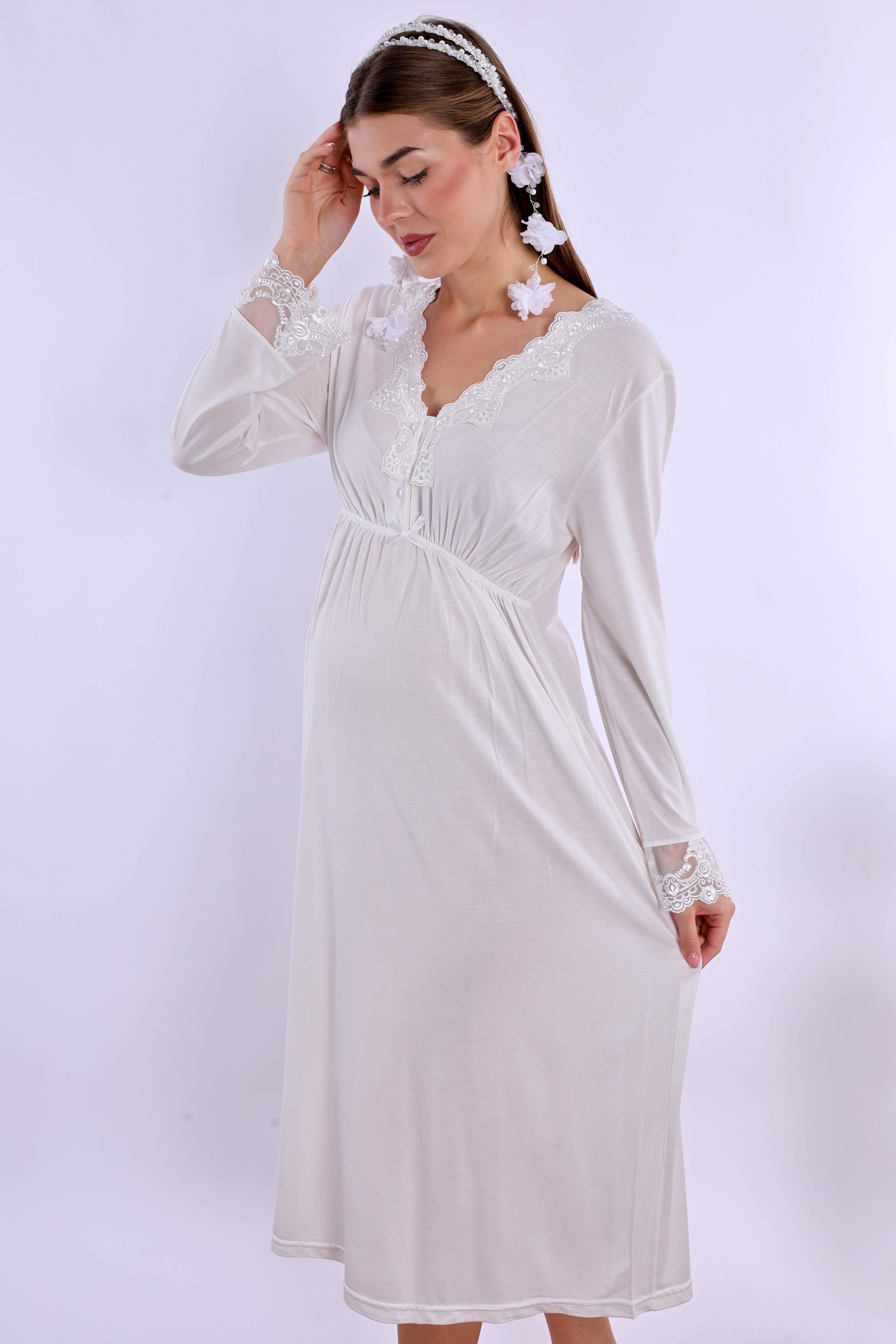 Effortt Ekru Dantelli Lohusa Gecelik 280932