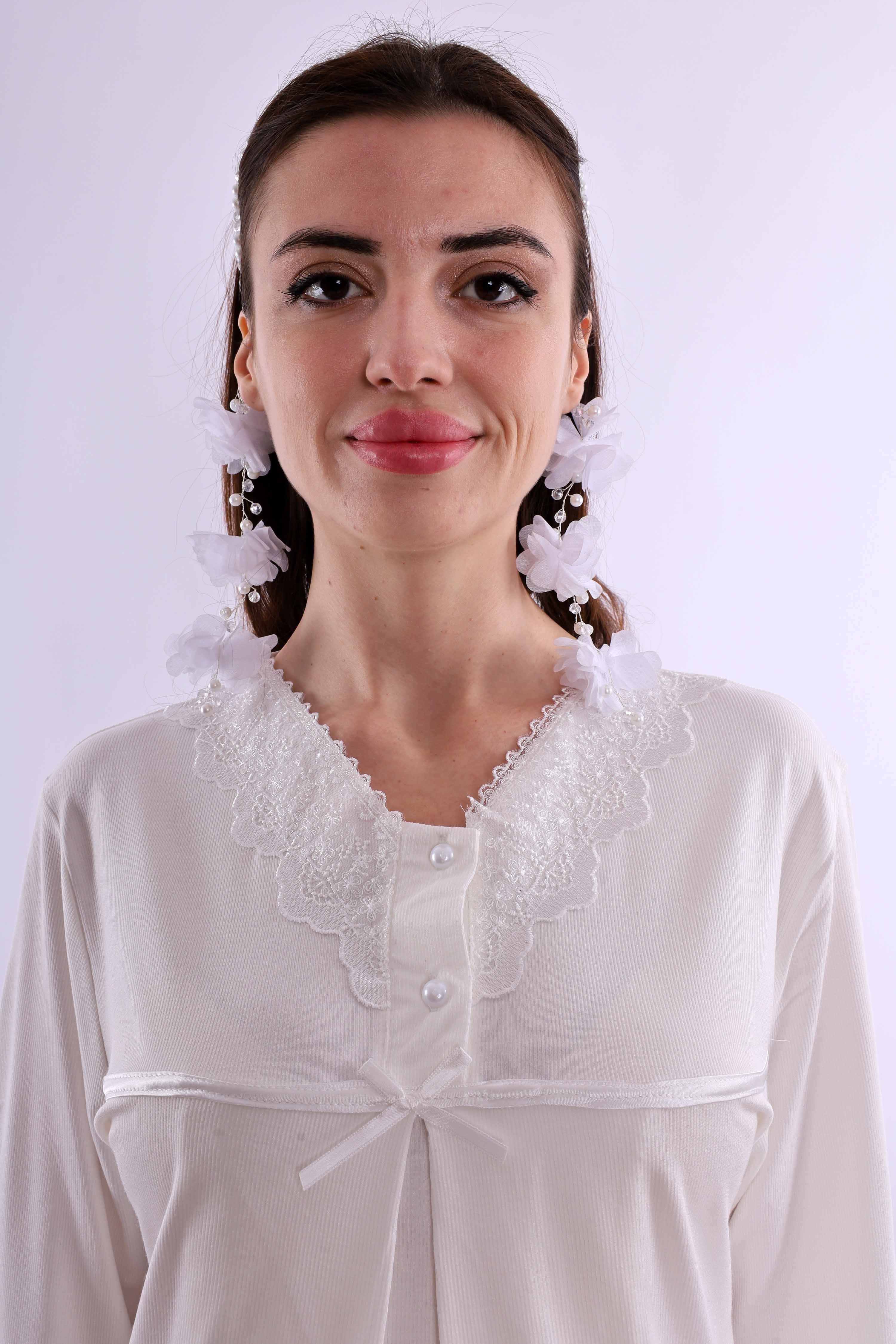 Effortt Ekru Hamile Lohusa Pijama Takımı BYL240322