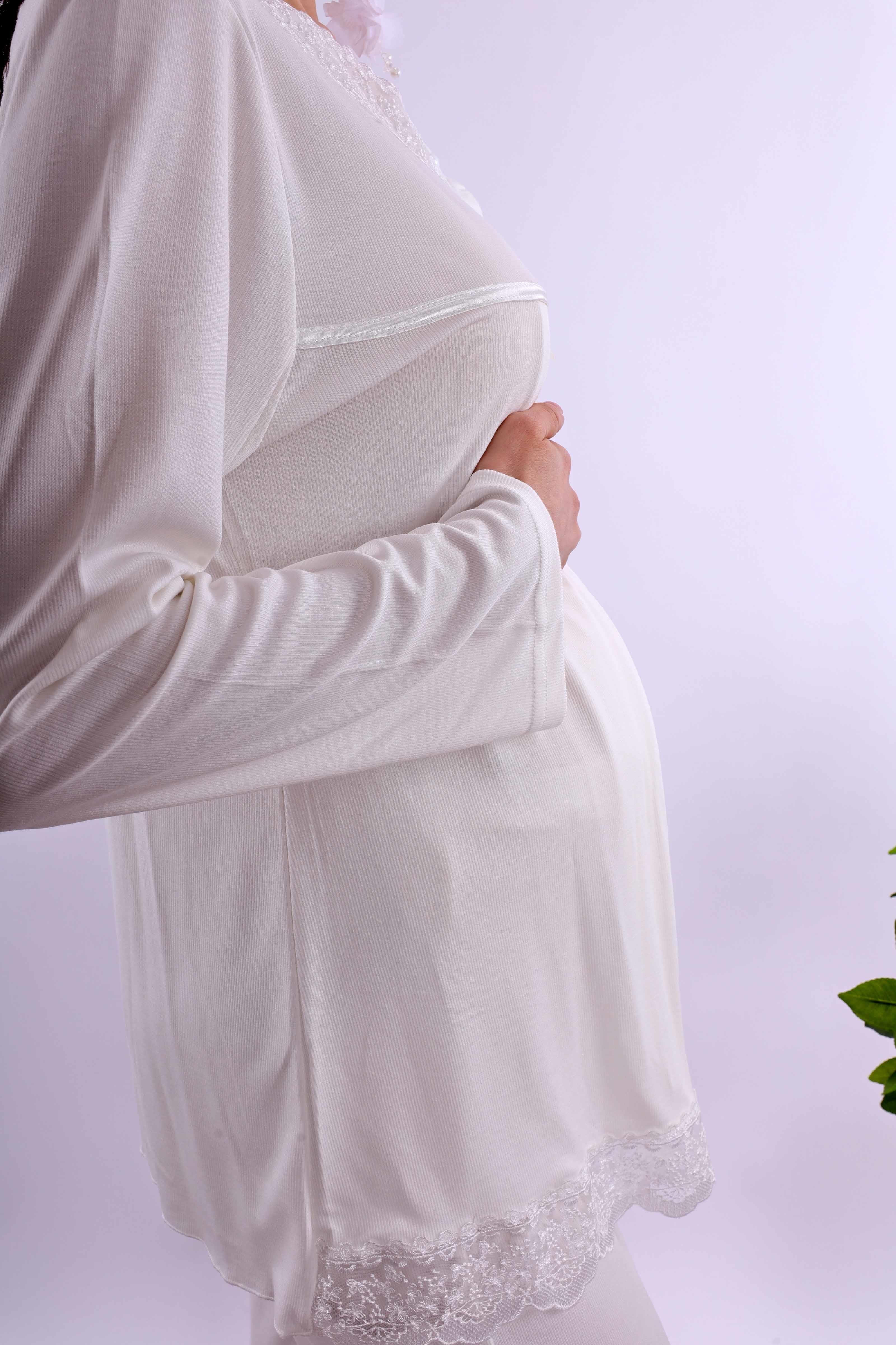 Effortt Ekru Hamile Lohusa Pijama Takımı BYL240322