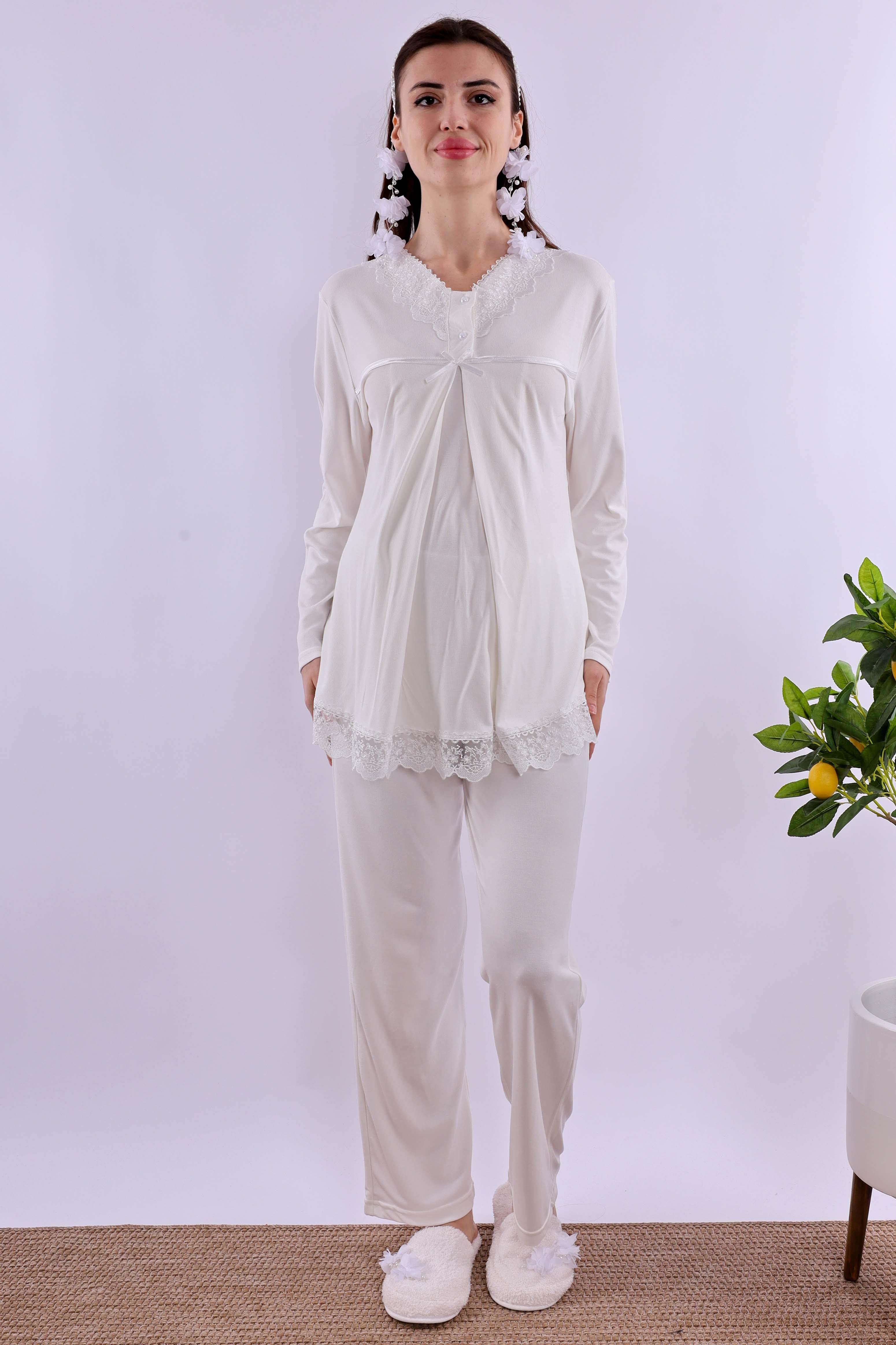 Effortt Ekru Hamile Lohusa Pijama Takımı BYL240322