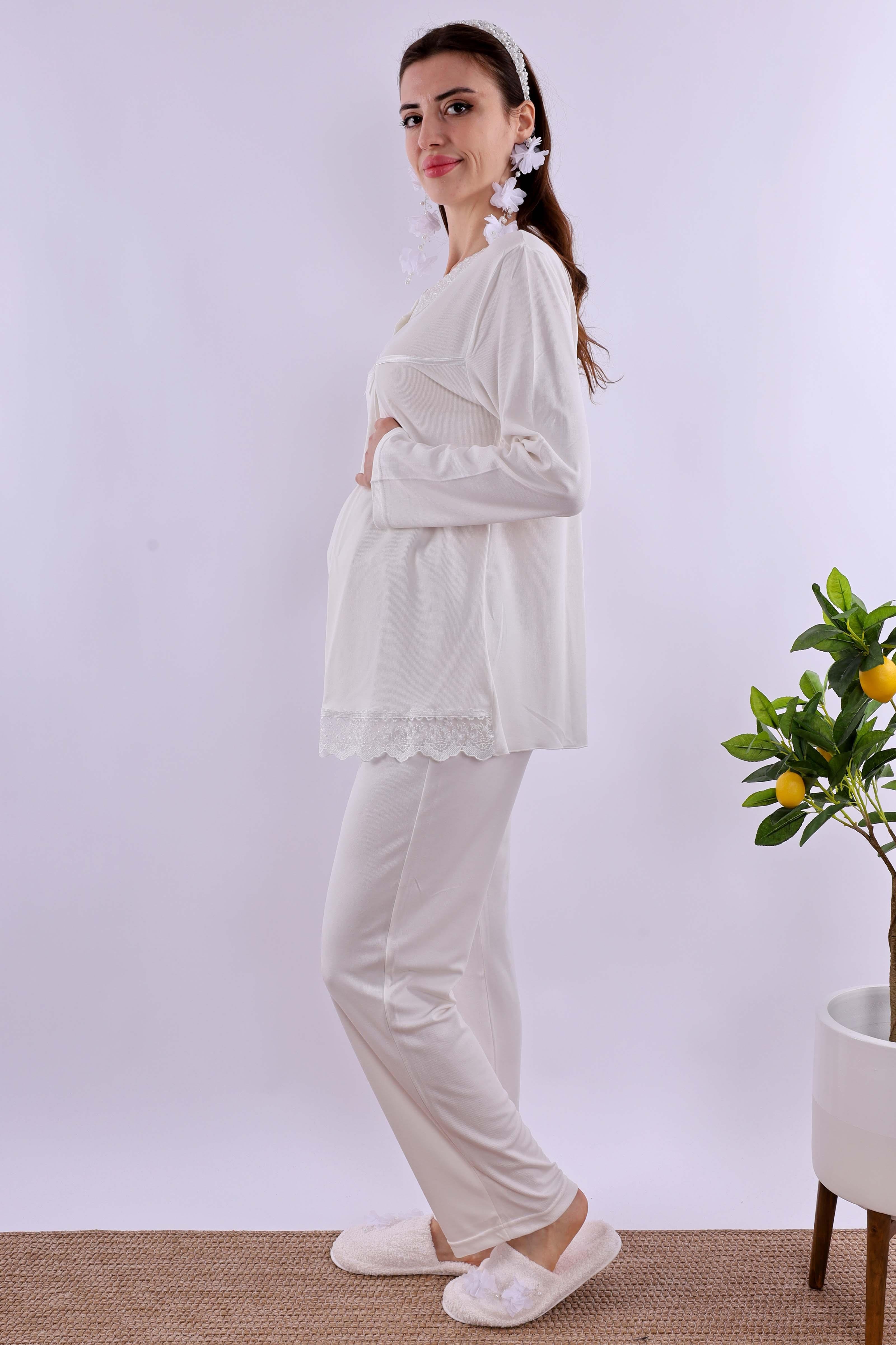 Effortt Ekru Hamile Lohusa Pijama Takımı BYL240322