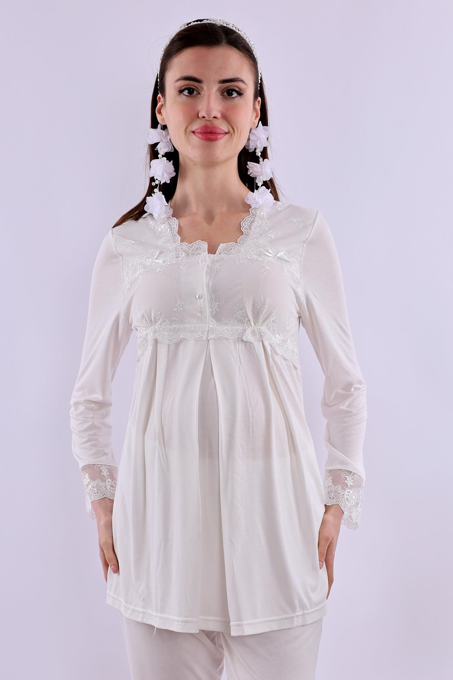 Effortt Ekru Hamile Lohusa Pijama Takımı BYL224032