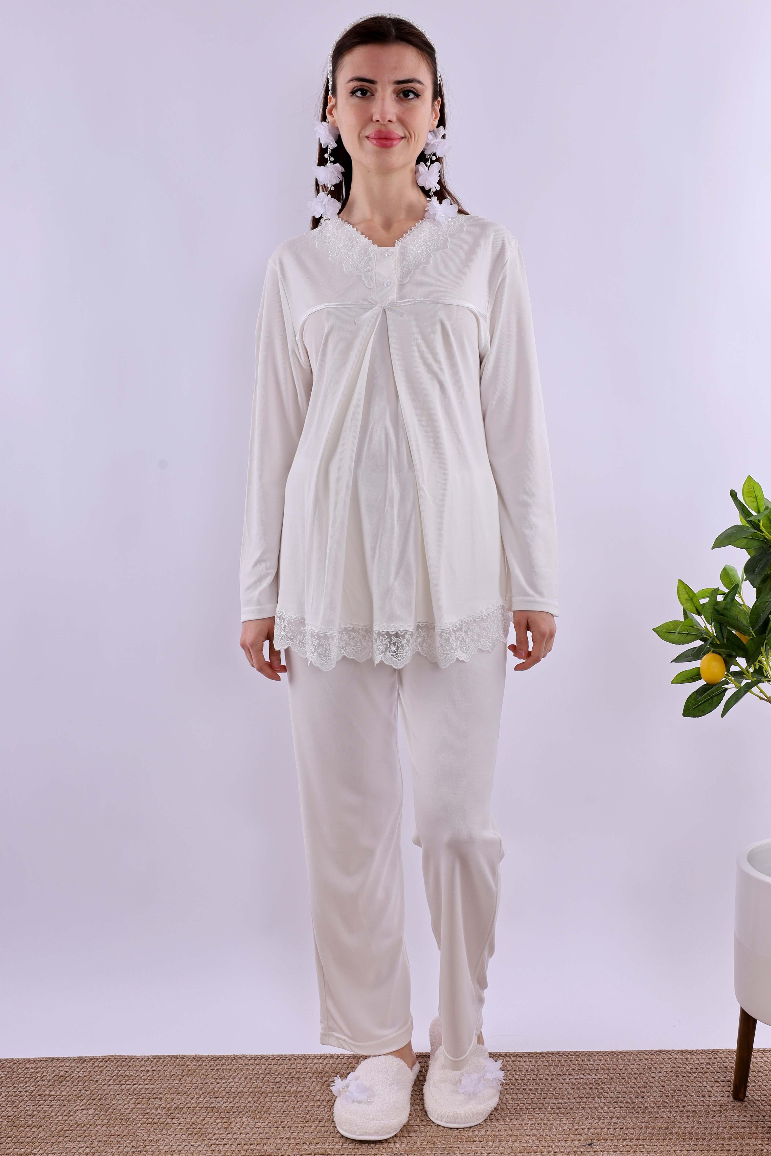 Effortt Ekru Hamile Lohusa Pijama Takımı BYL240322