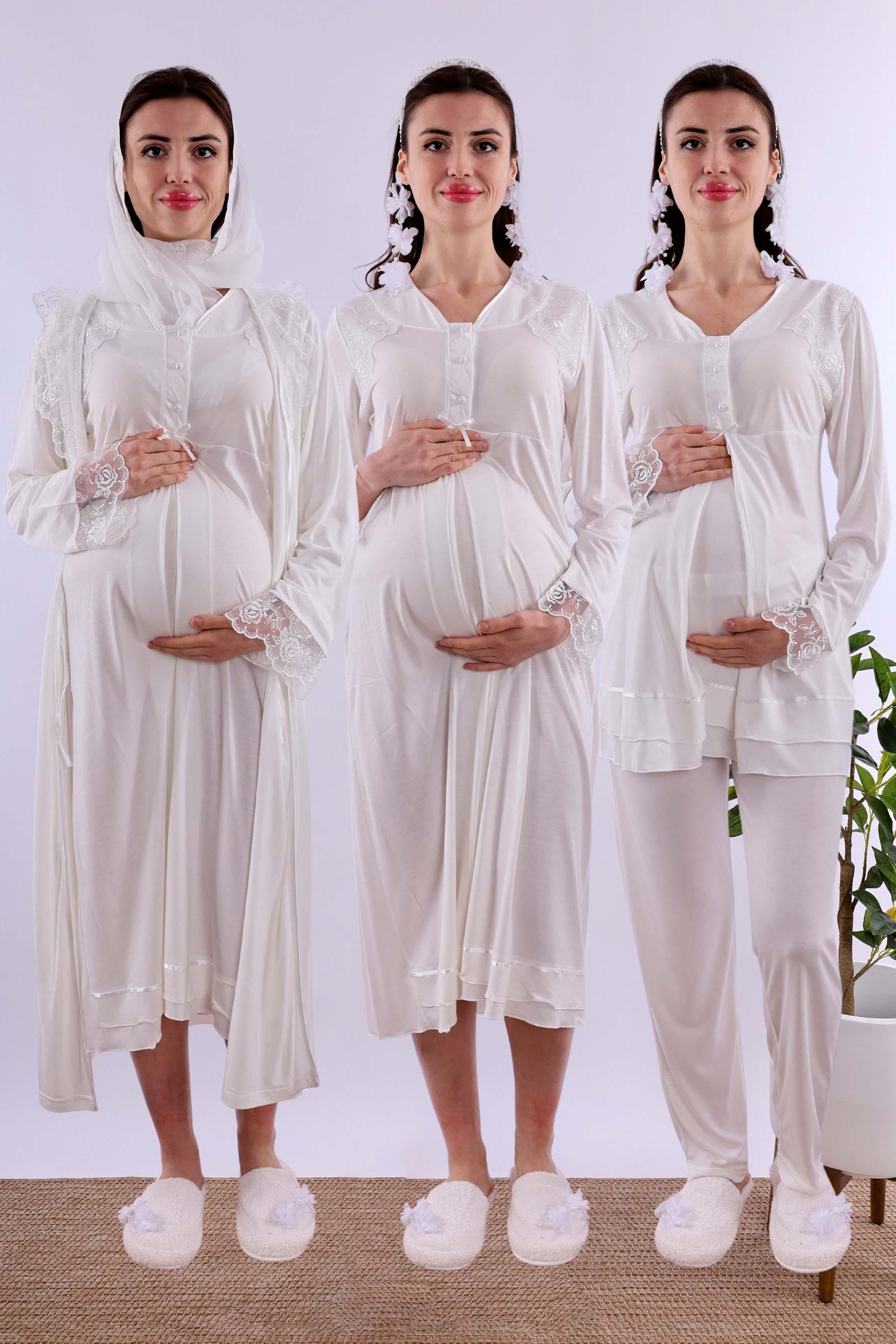 Effortt Ekru Tesettürlü Hamile Lohusa Set BYL2T24262