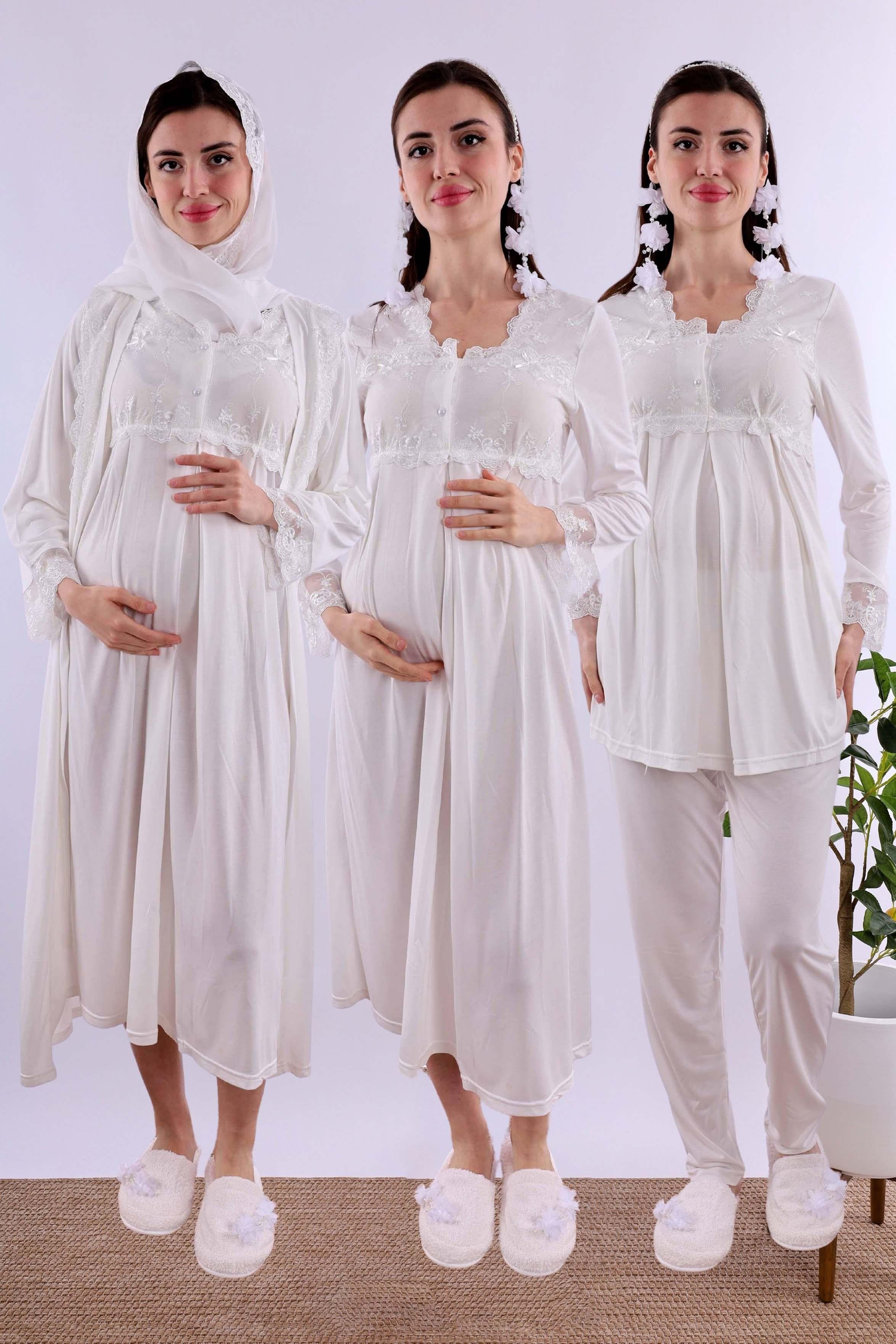 Effortt Ekru Tesettürlü Hamile Lohusa Set BYL2T24052