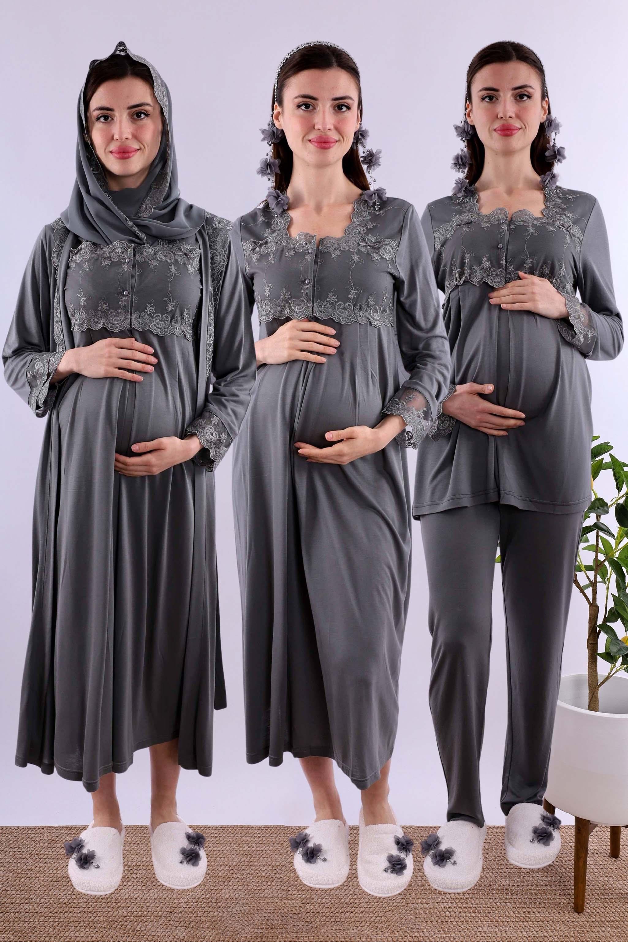 Effortt Füme Tesettürlü Hamile Lohusa Set BYL2T24052