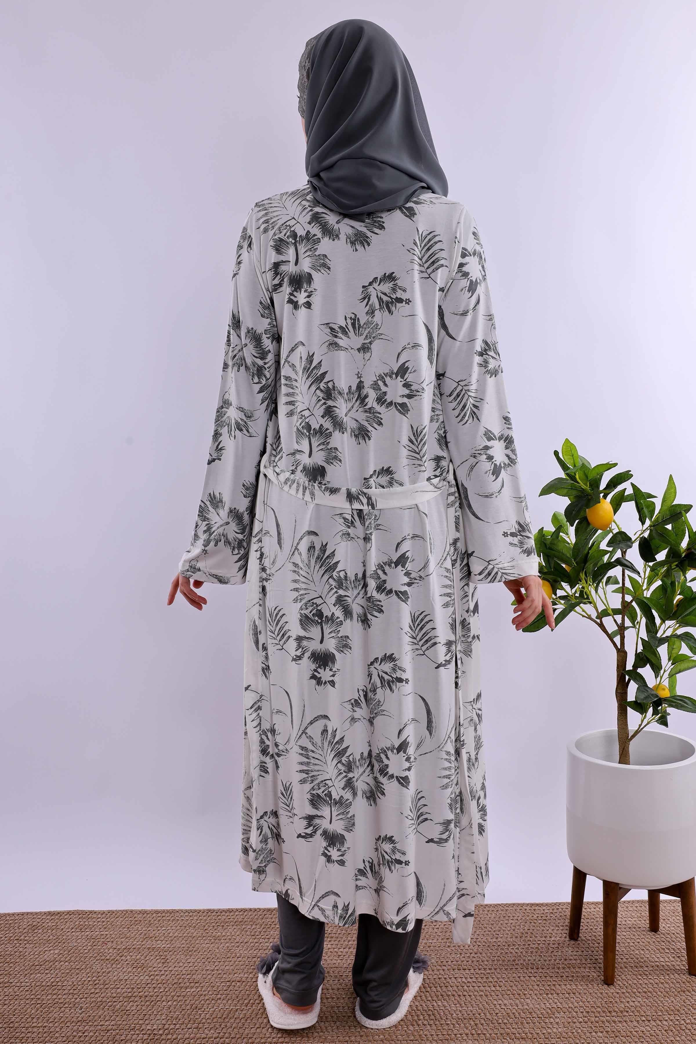 Effortt Füme Tesettürlü Sabahlıklı Hamile Lohusa Pijama Takımı BYL2T80942