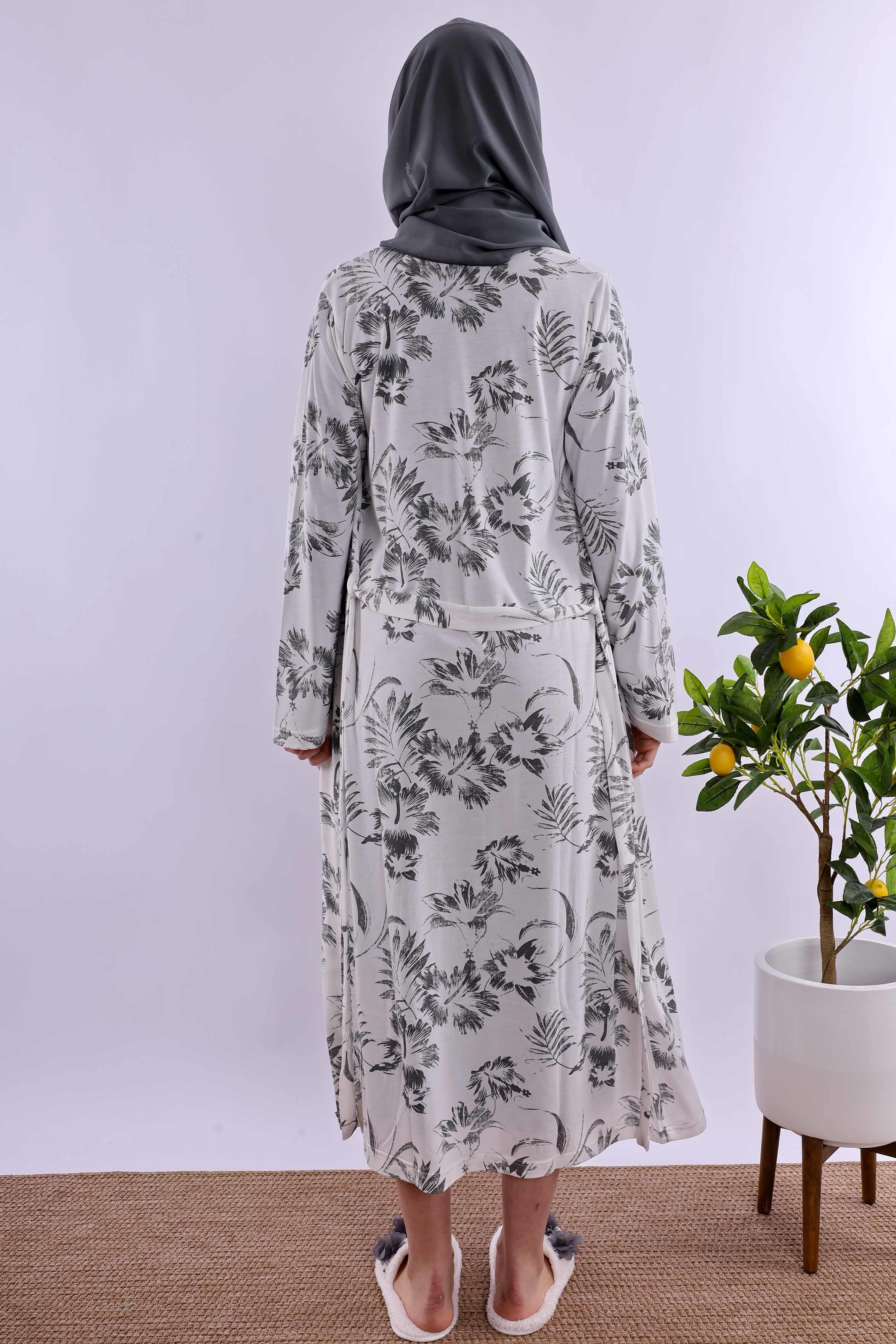 Effortt Füme Tesettürlü Sabahlıklı Hamile Lohusa Gecelik Takım BYL2T80952