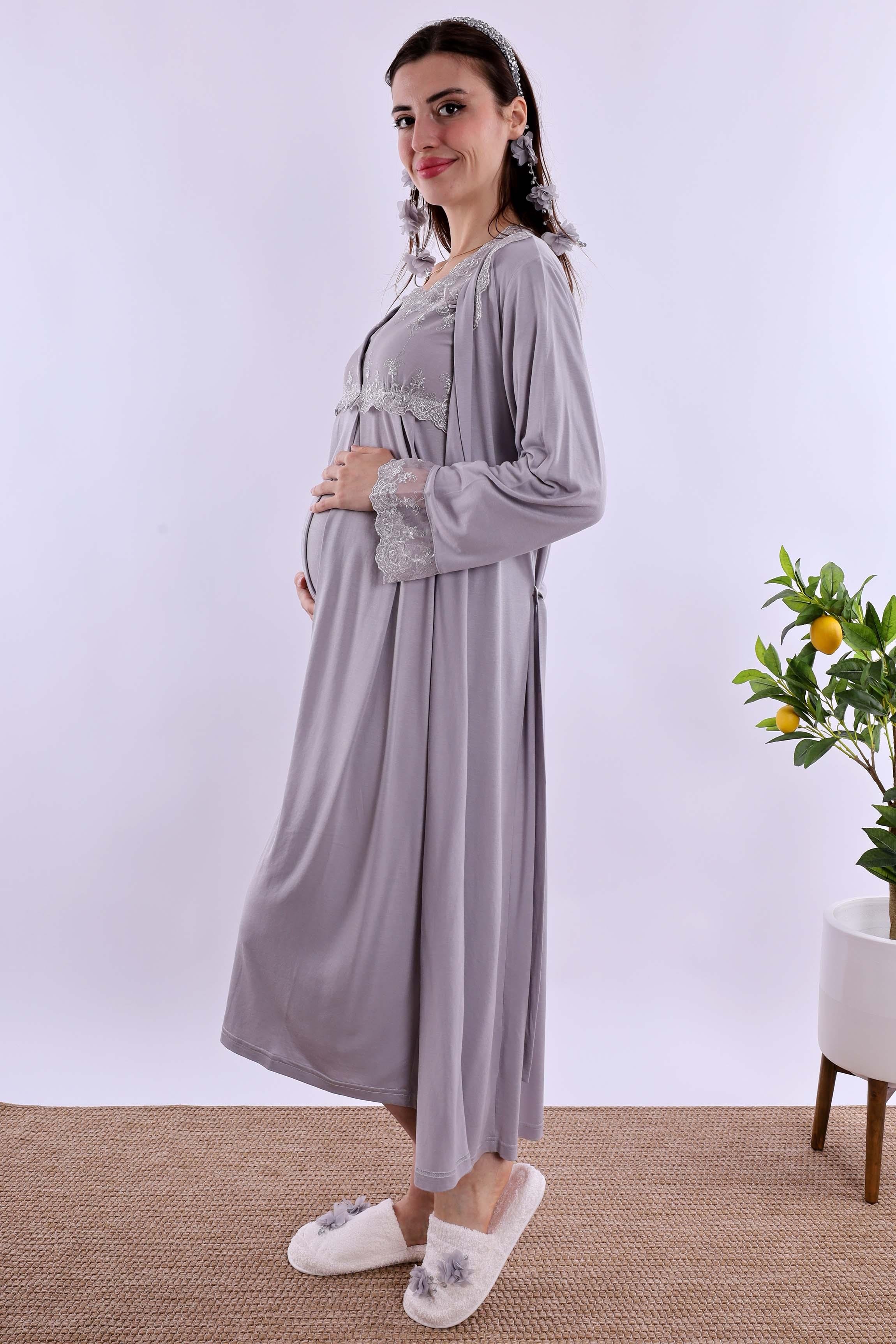 Effortt Gri Hamile Lohusa Set BYL224052