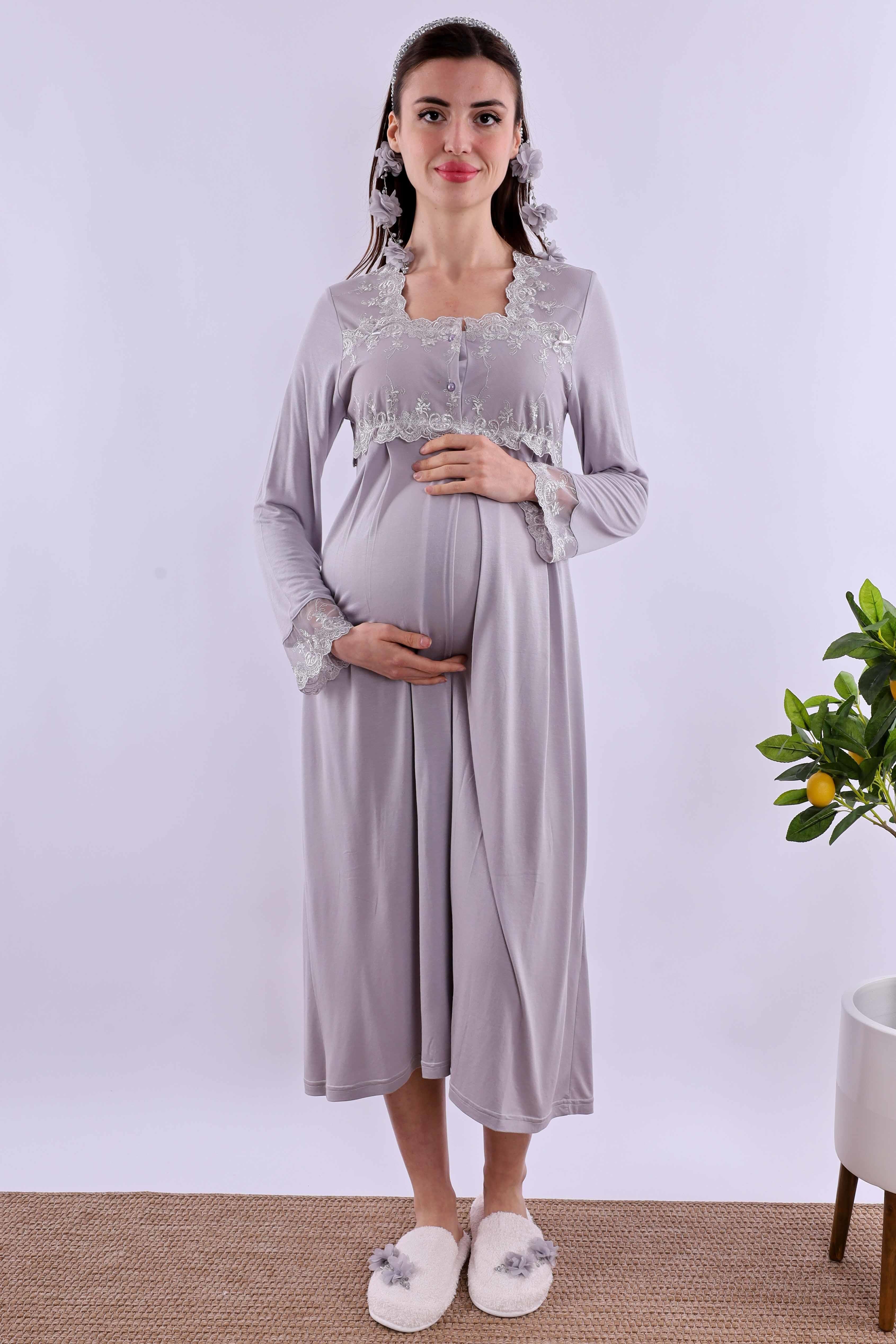 Effortt Gri Hamile Lohusa Set BYL224052