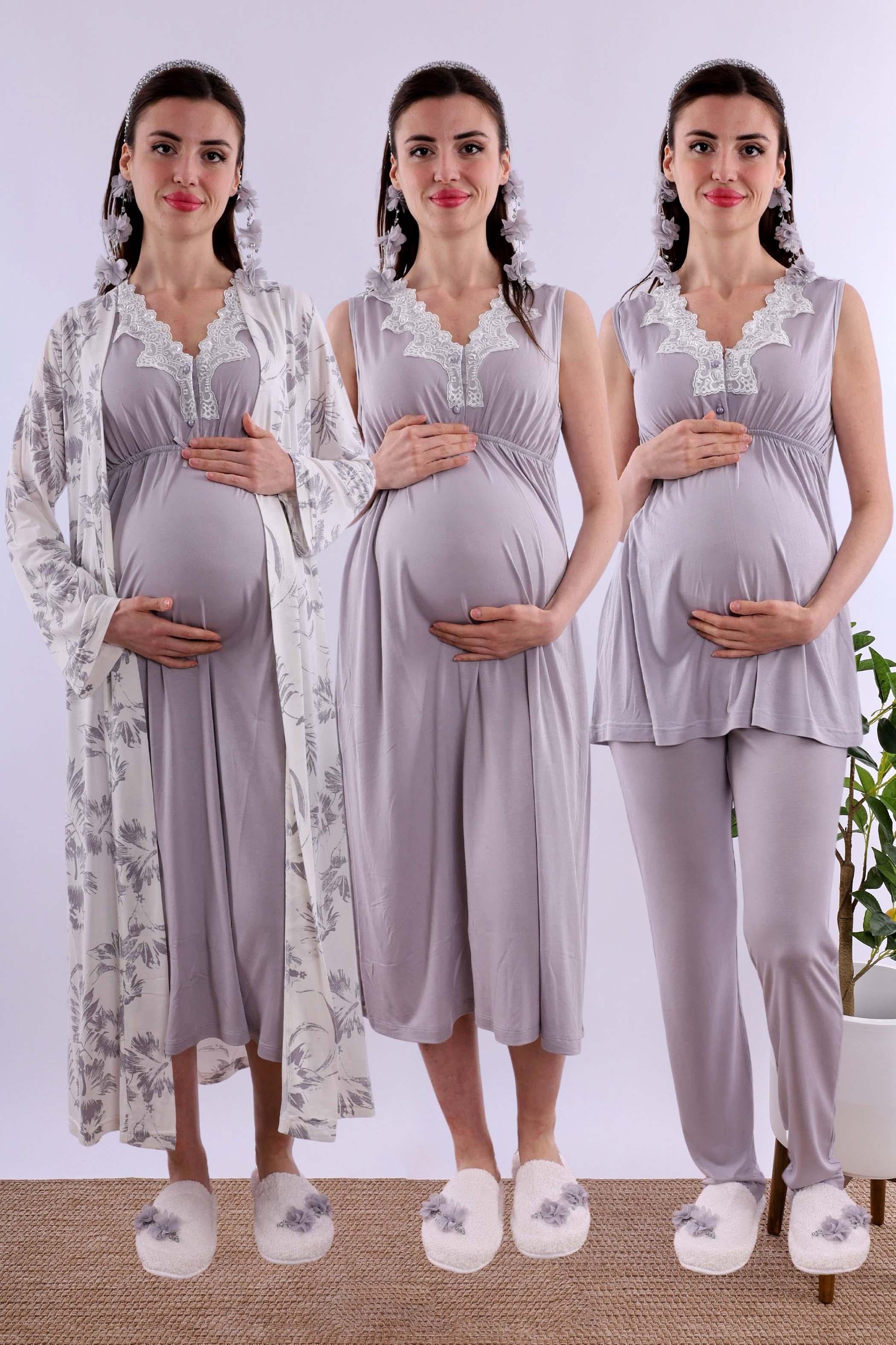 Effortt Gri Hamile Lohusa Set BYL280362