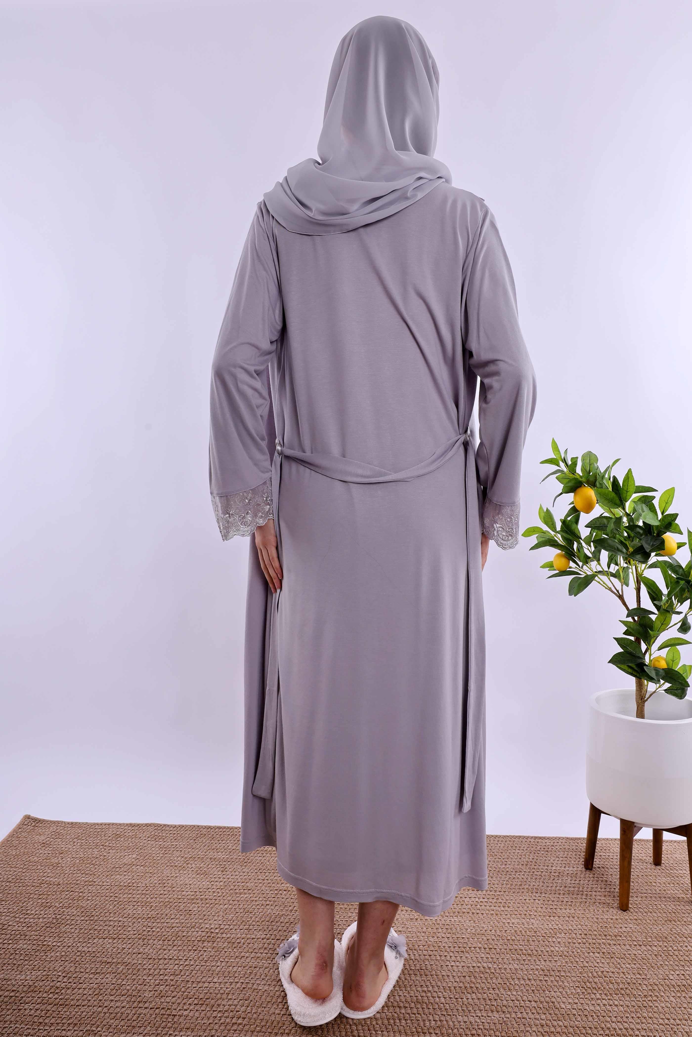 Effortt Gri Tesettürlü Hamile Lohusa Set BYL2T24052