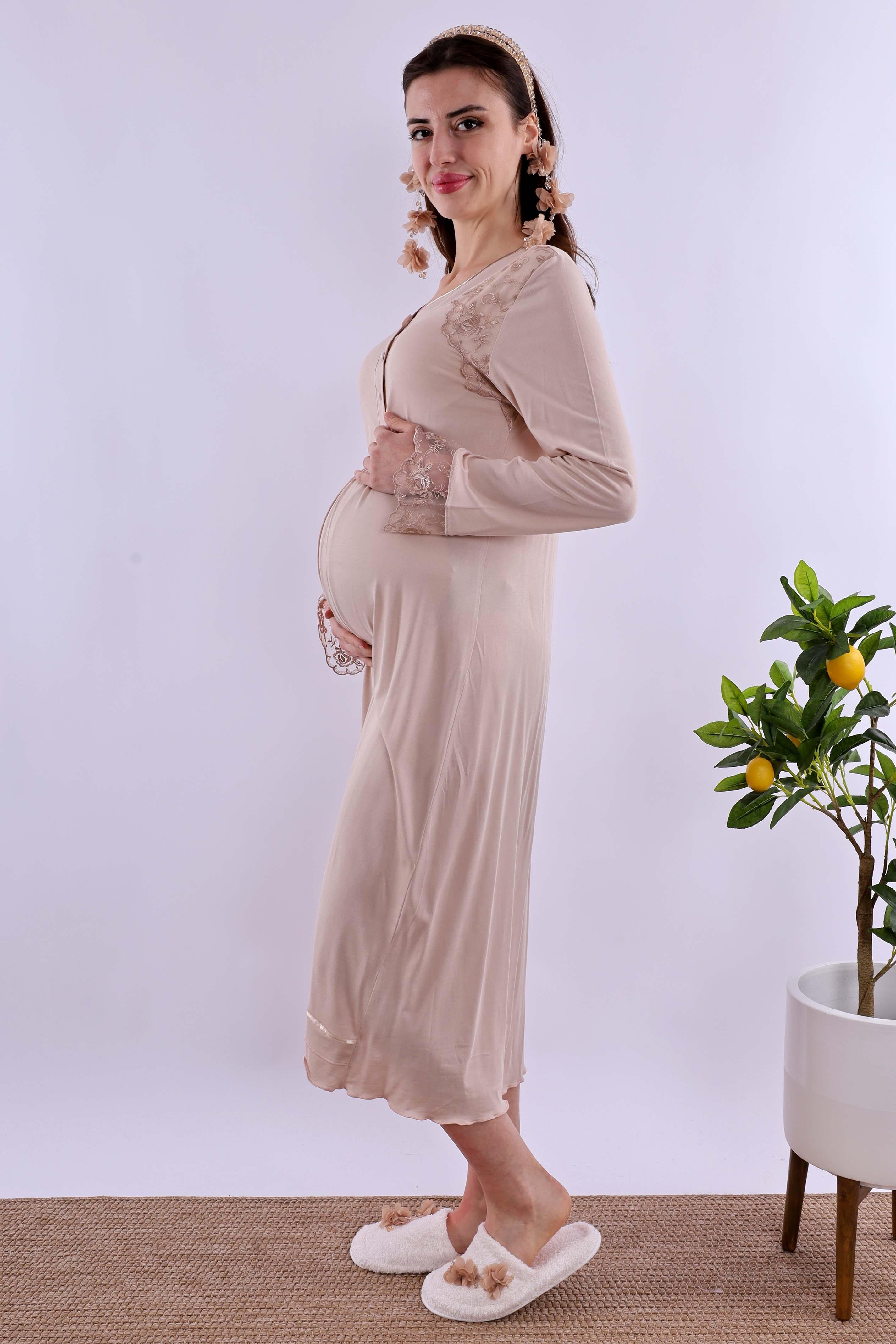 Effortt Kahverengi Hamile Lohusa Gecelik BYL224232