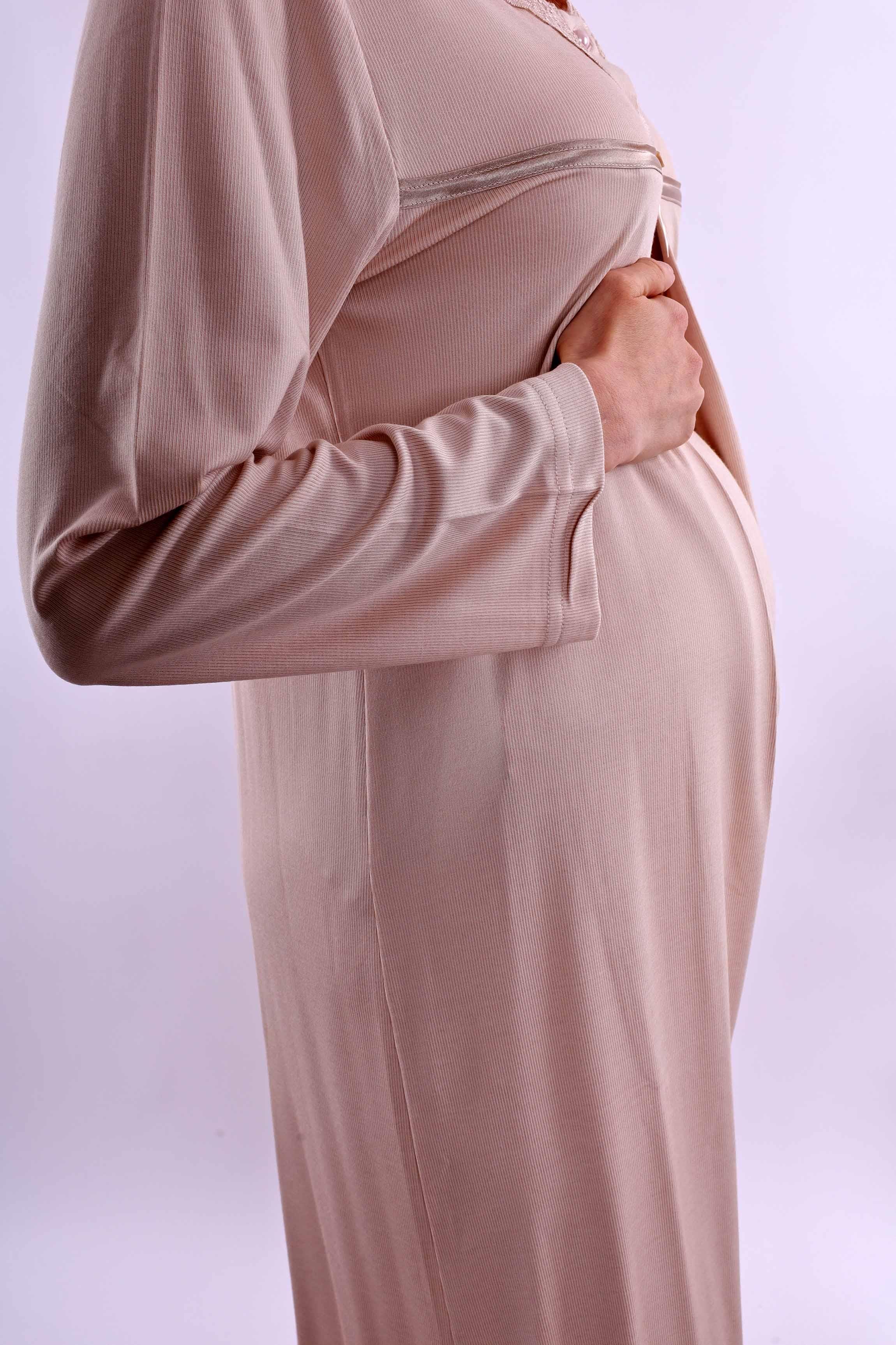 Effortt Kahverengi Hamile Lohusa Gecelik BYL240332