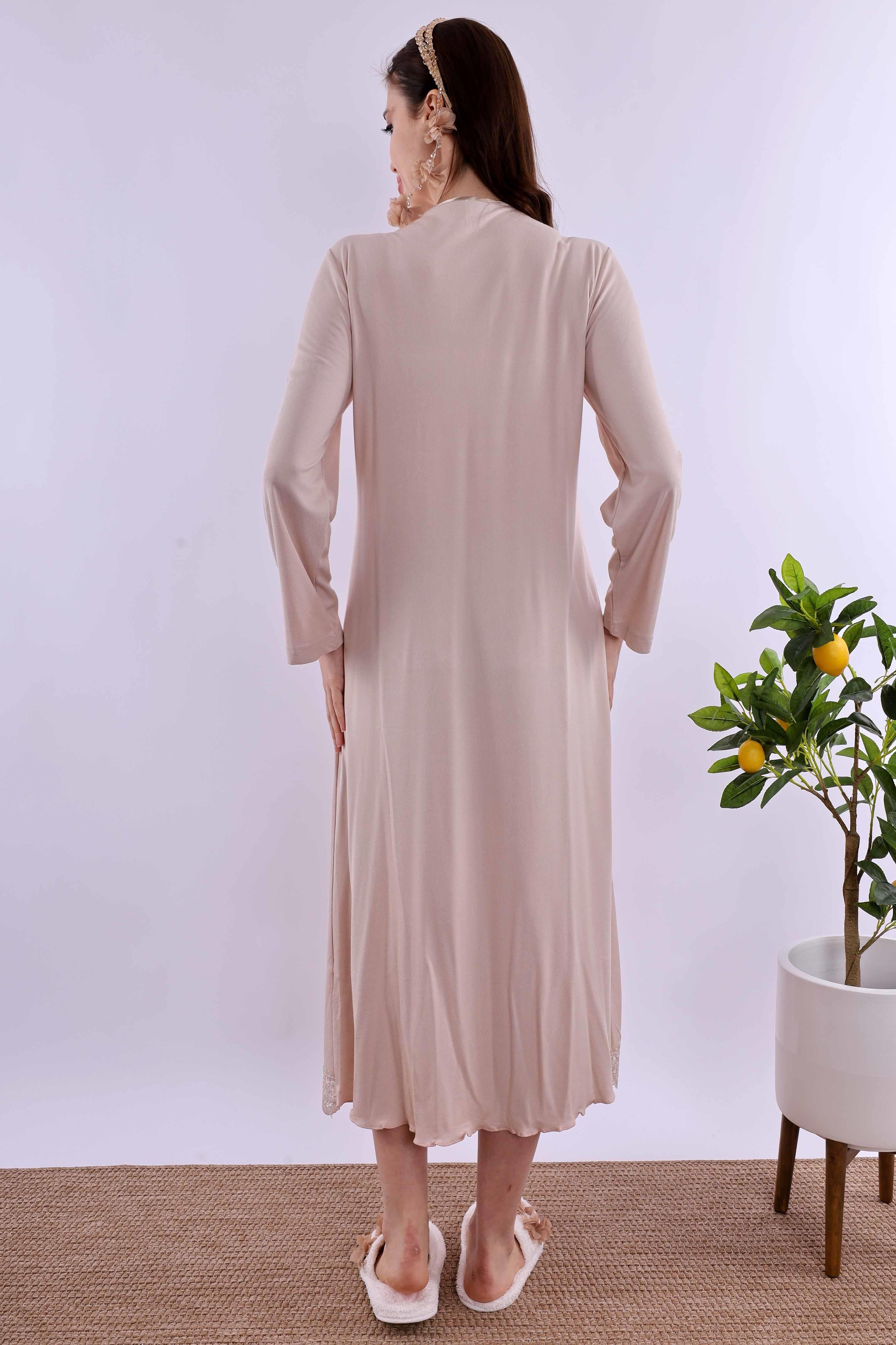 Effortt Kahverengi Hamile Lohusa Gecelik BYL240332