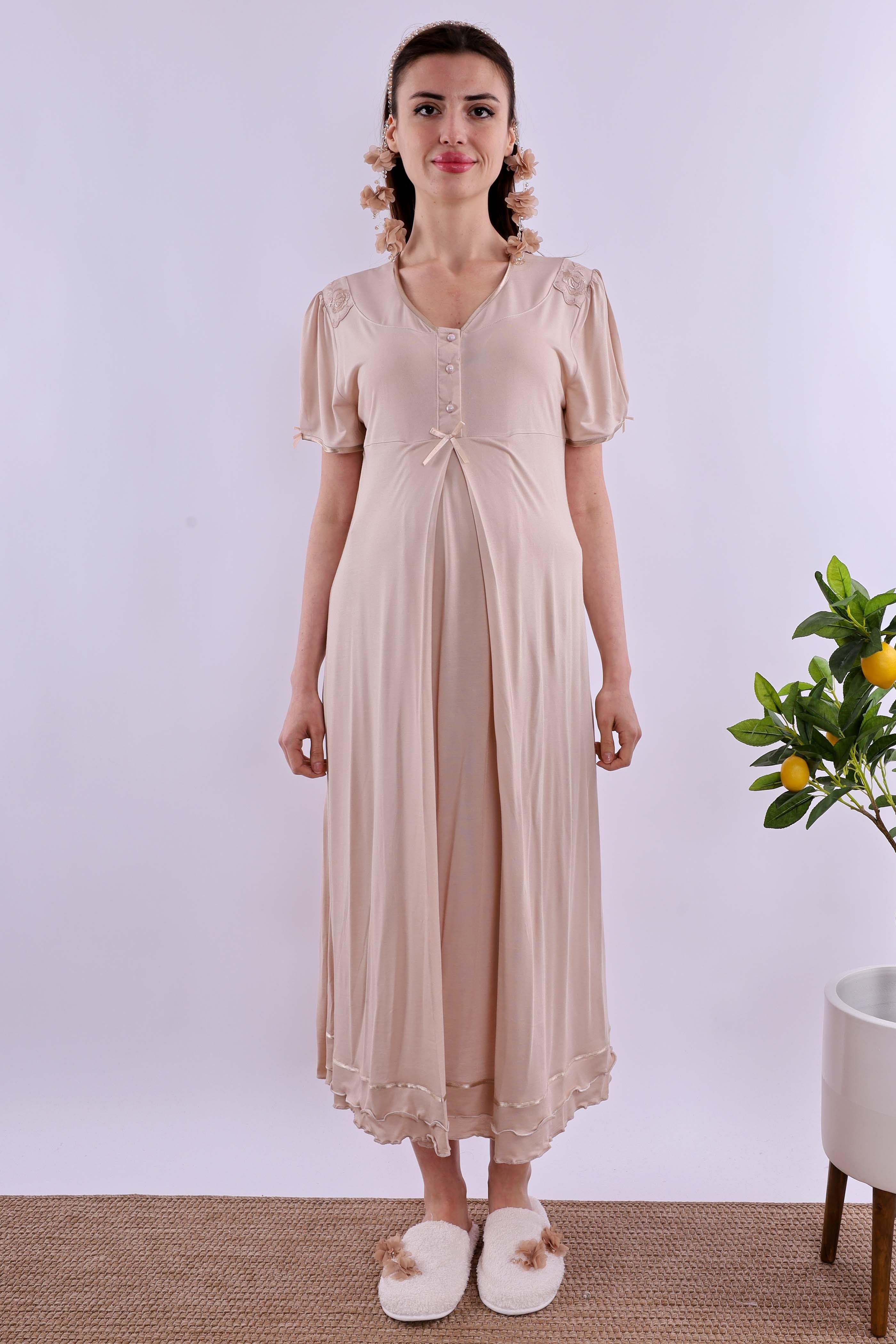 Effortt Kahverengi Hamile Lohusa Gecelik BYL280232