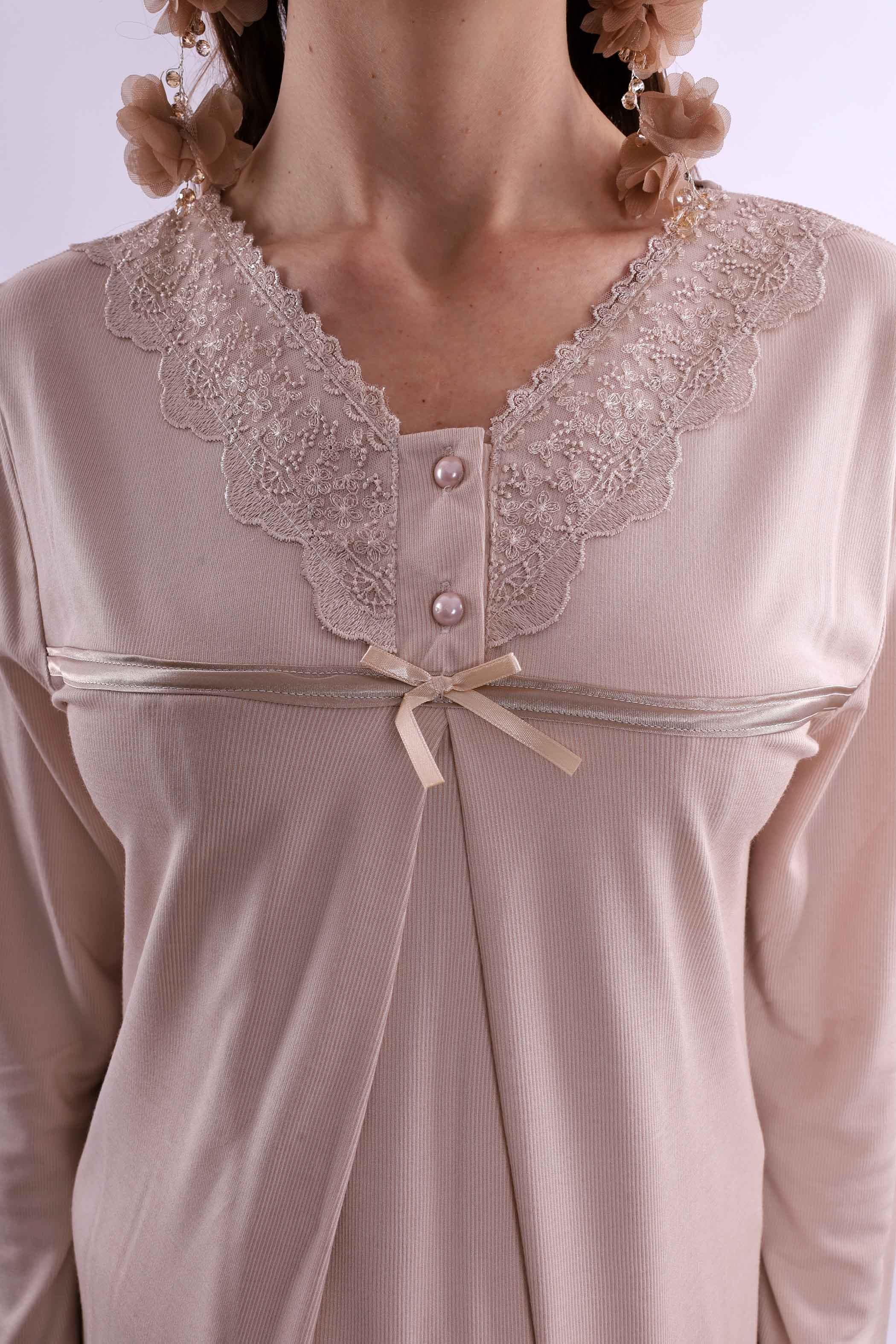 Effortt Kahverengi Hamile Lohusa Pijama Takımı BYL240322