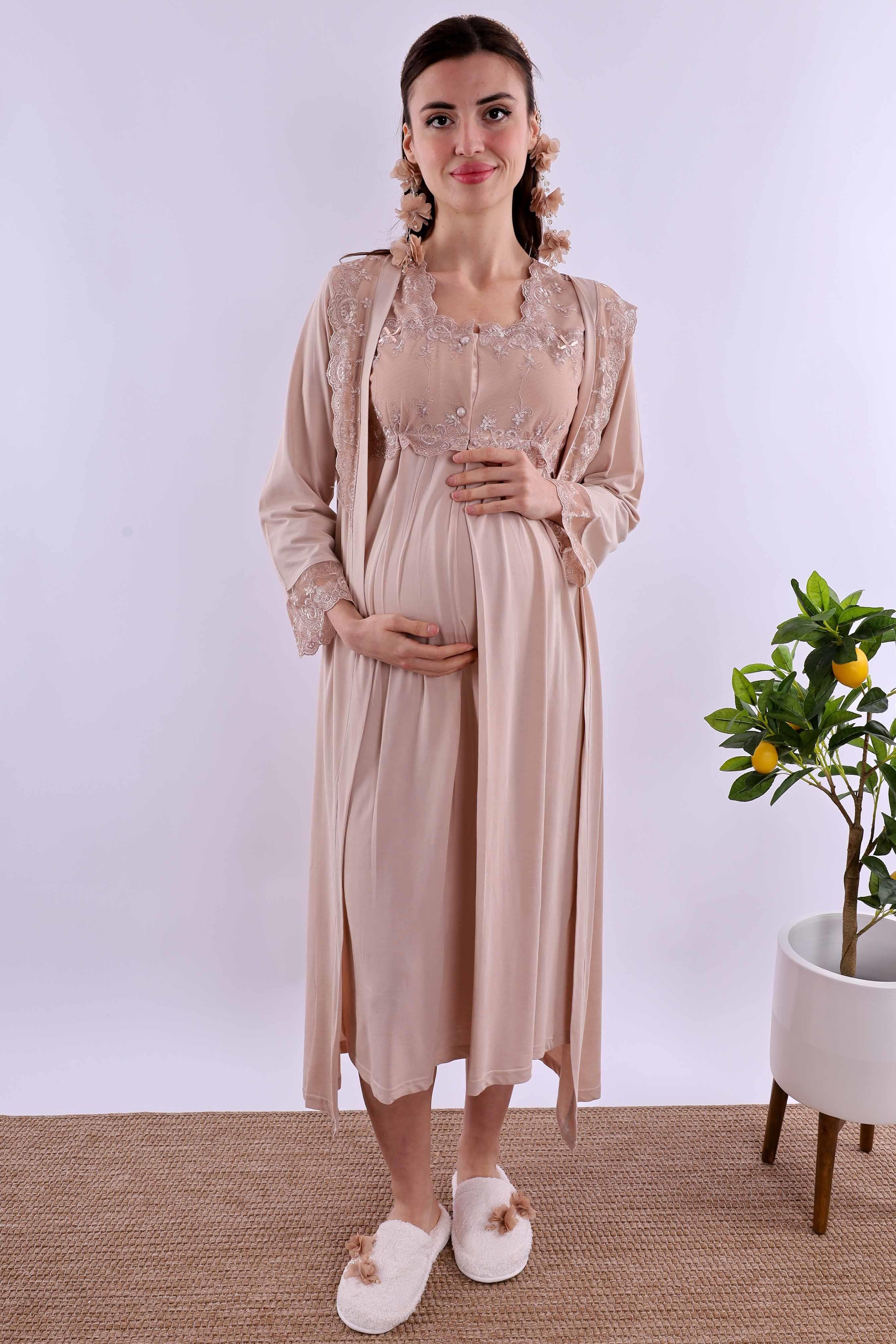 Effortt Kahverengi Hamile Lohusa Set BYL224052