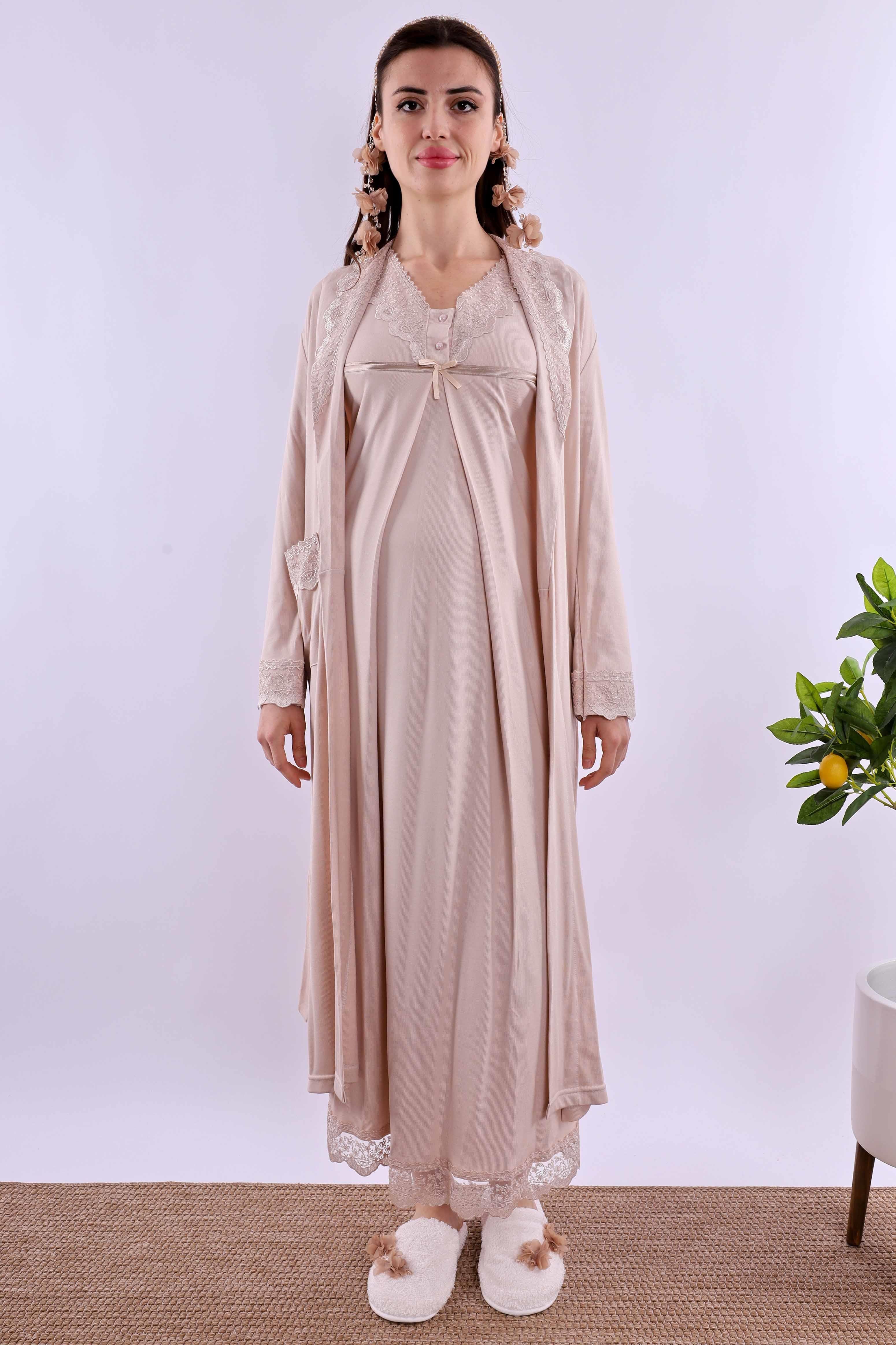 Effortt Kahverengi Hamile Lohusa Set BYL240362