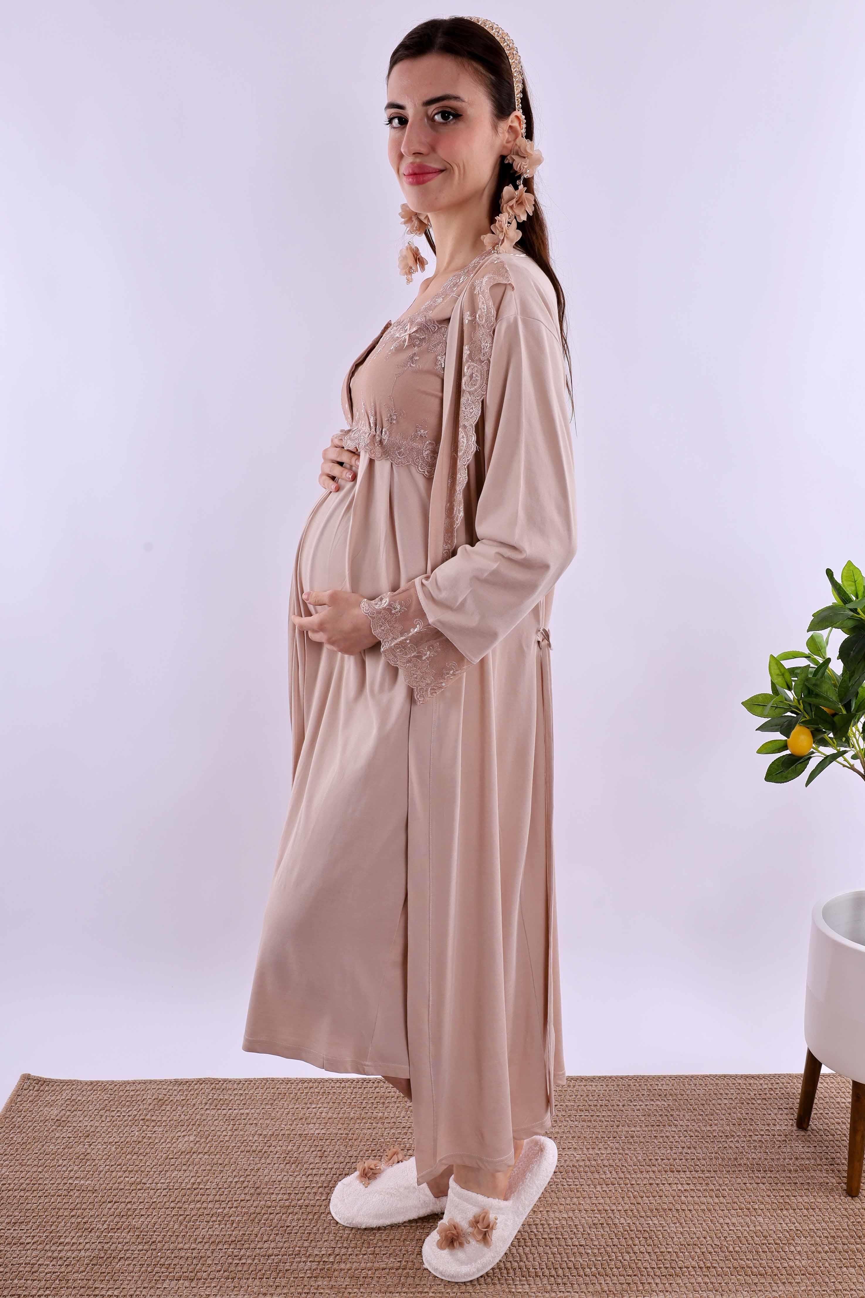 Effortt Kahverengi Hamile Lohusa Set BYL224052