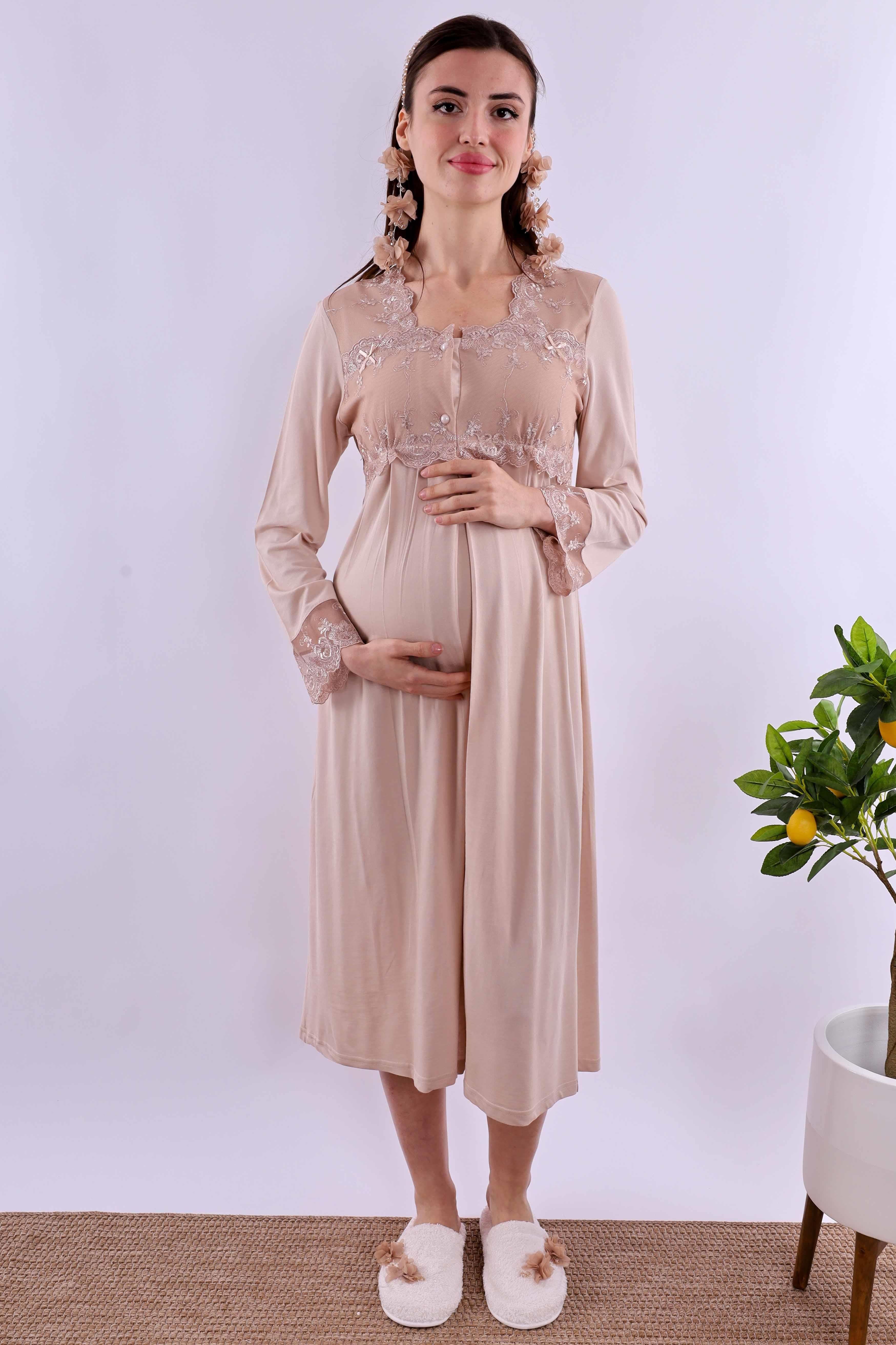 Effortt Kahverengi Hamile Lohusa Set BYL224052