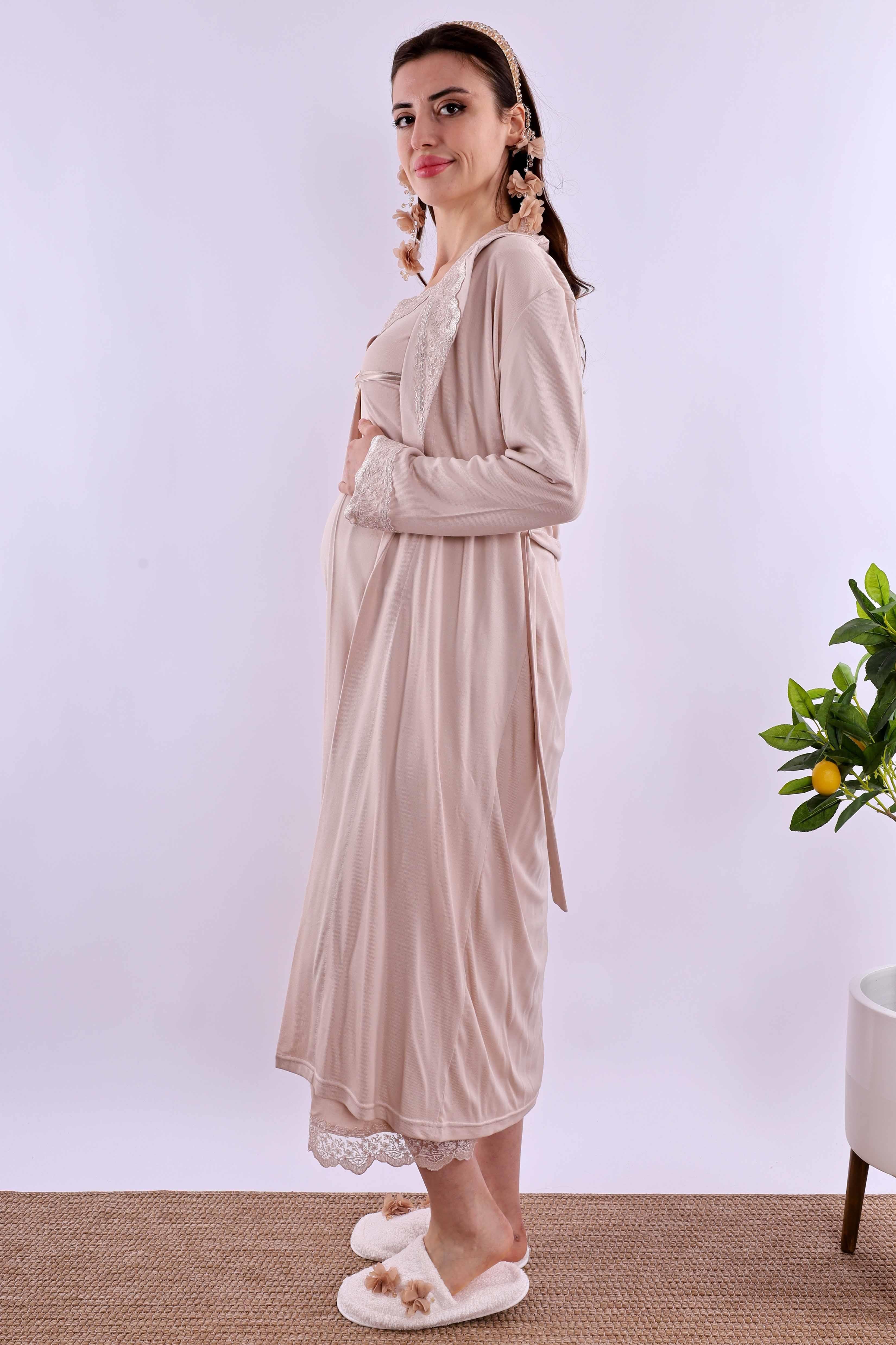 Effortt Kahverengi Hamile Lohusa Set BYL240362