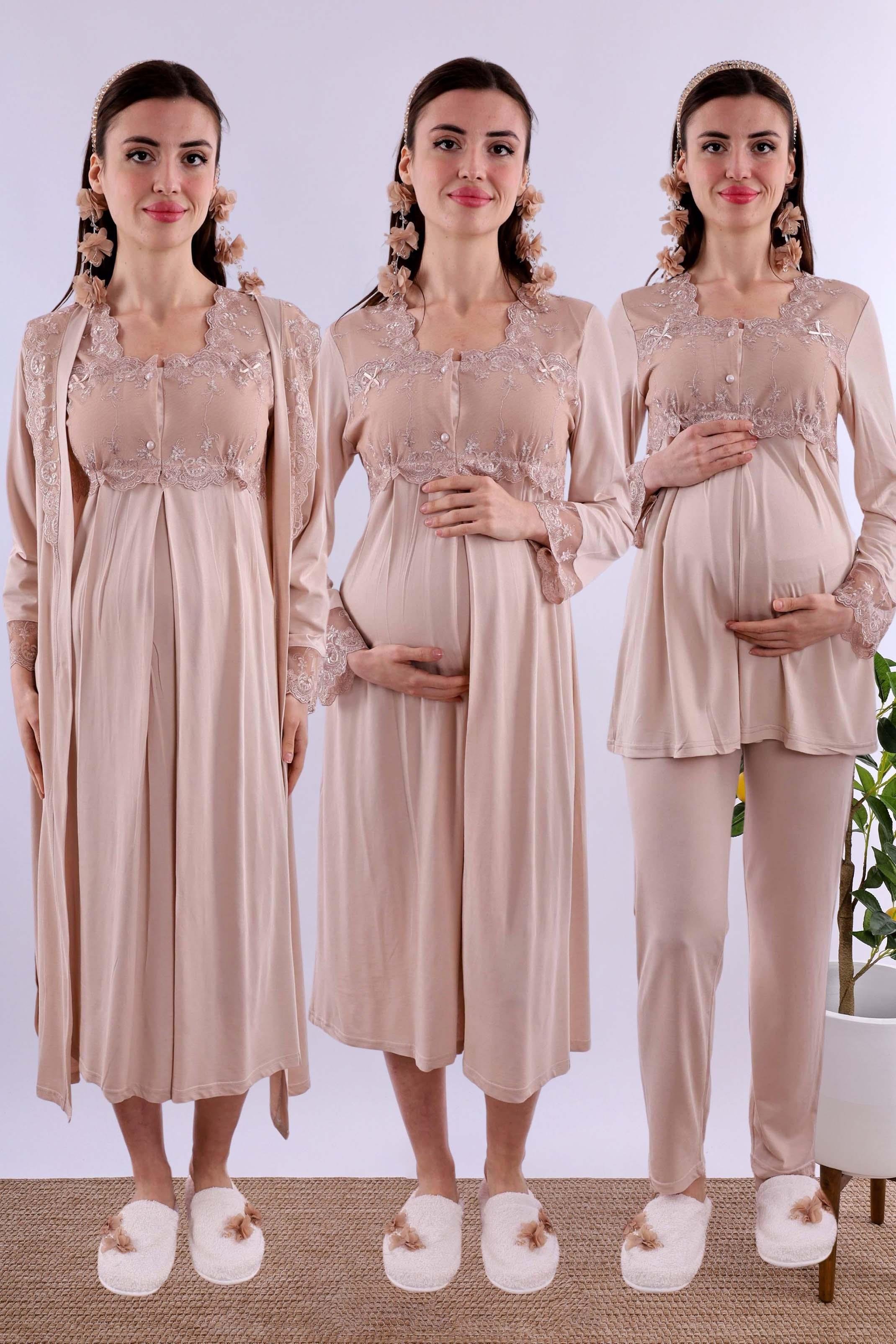 Effortt Kahverengi Hamile Lohusa Set BYL224052