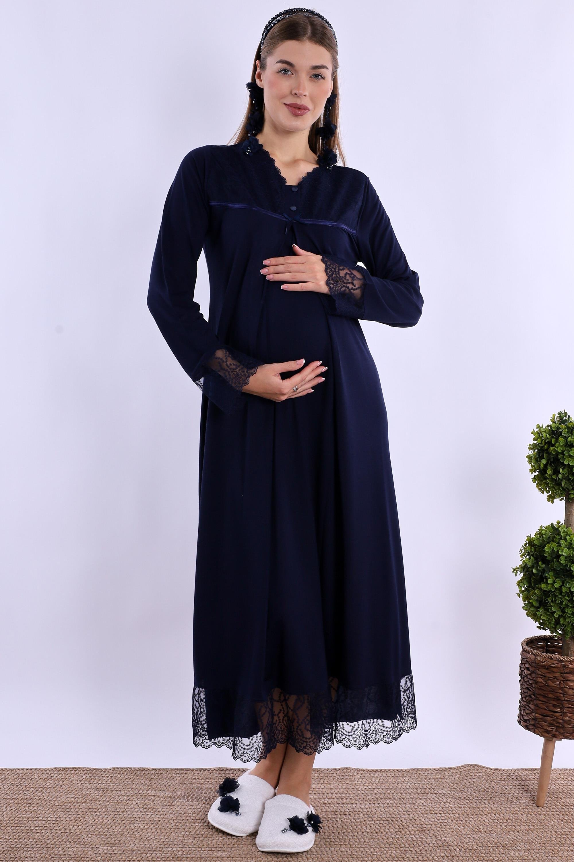 Effortt Lacivert Dantelli Hamile Lohusa Gecelik 270432