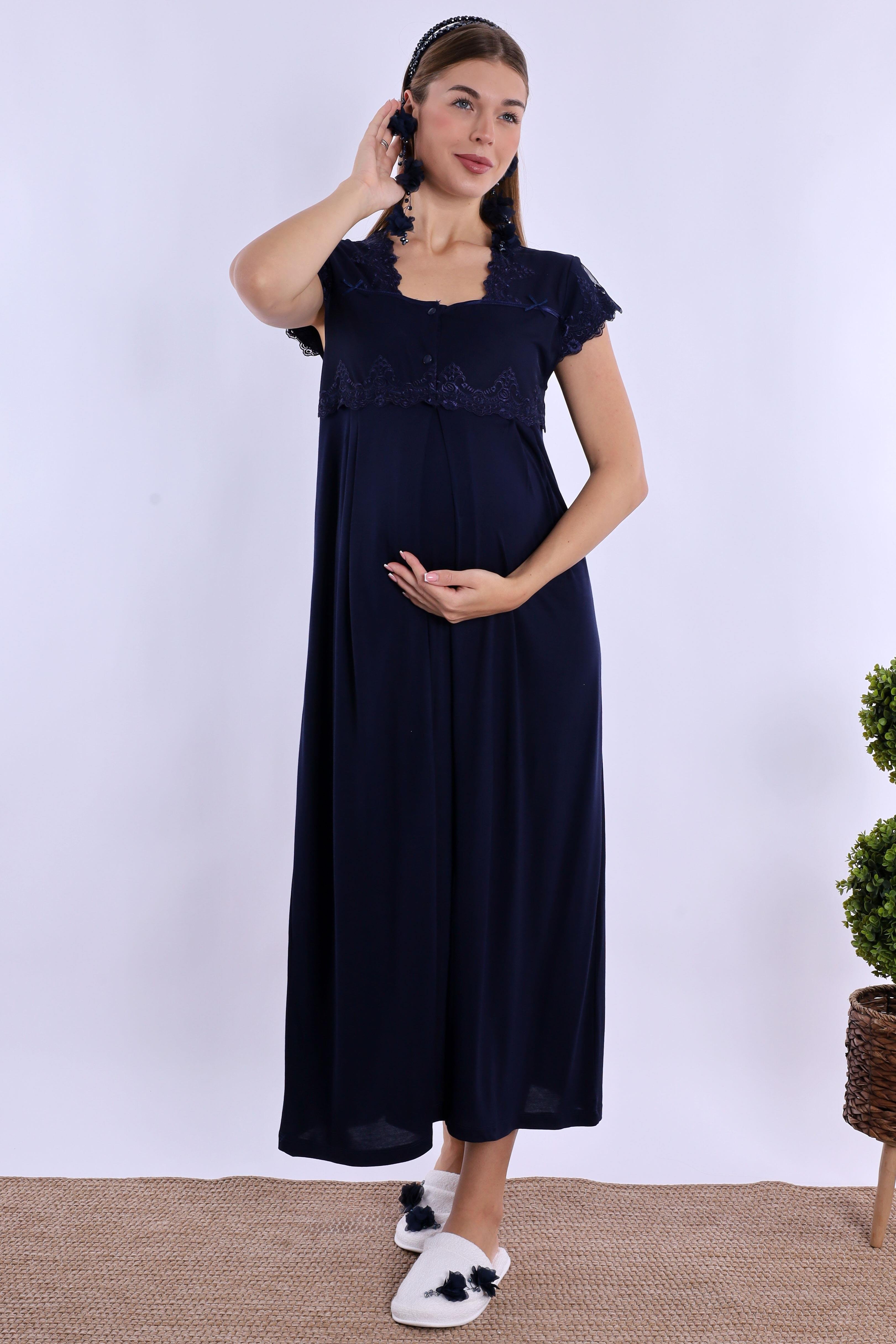 Effortt Lacivert Dantelli Hamile Lohusa Gecelik 250132