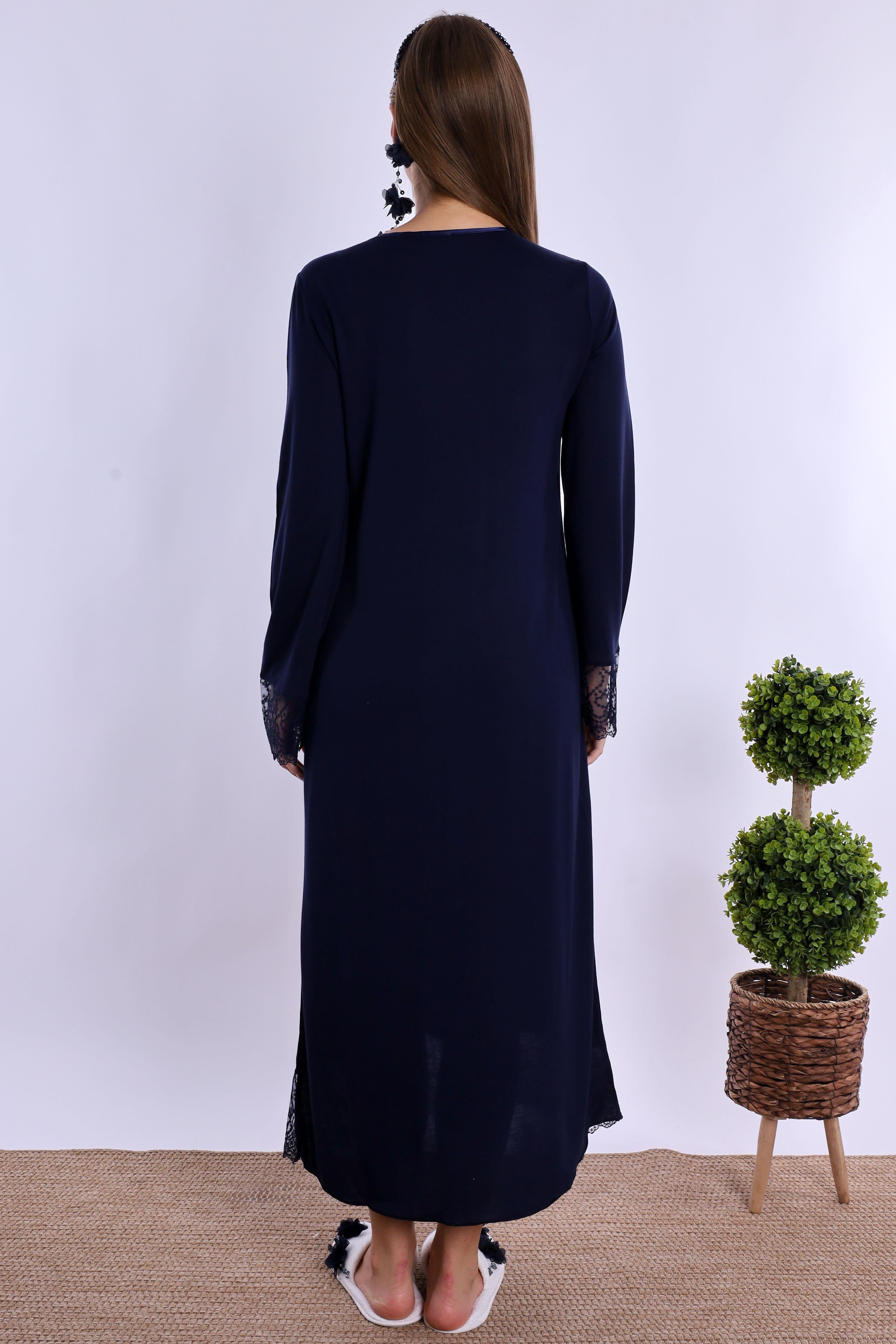 Effortt Lacivert Dantelli Hamile Lohusa Gecelik 270432