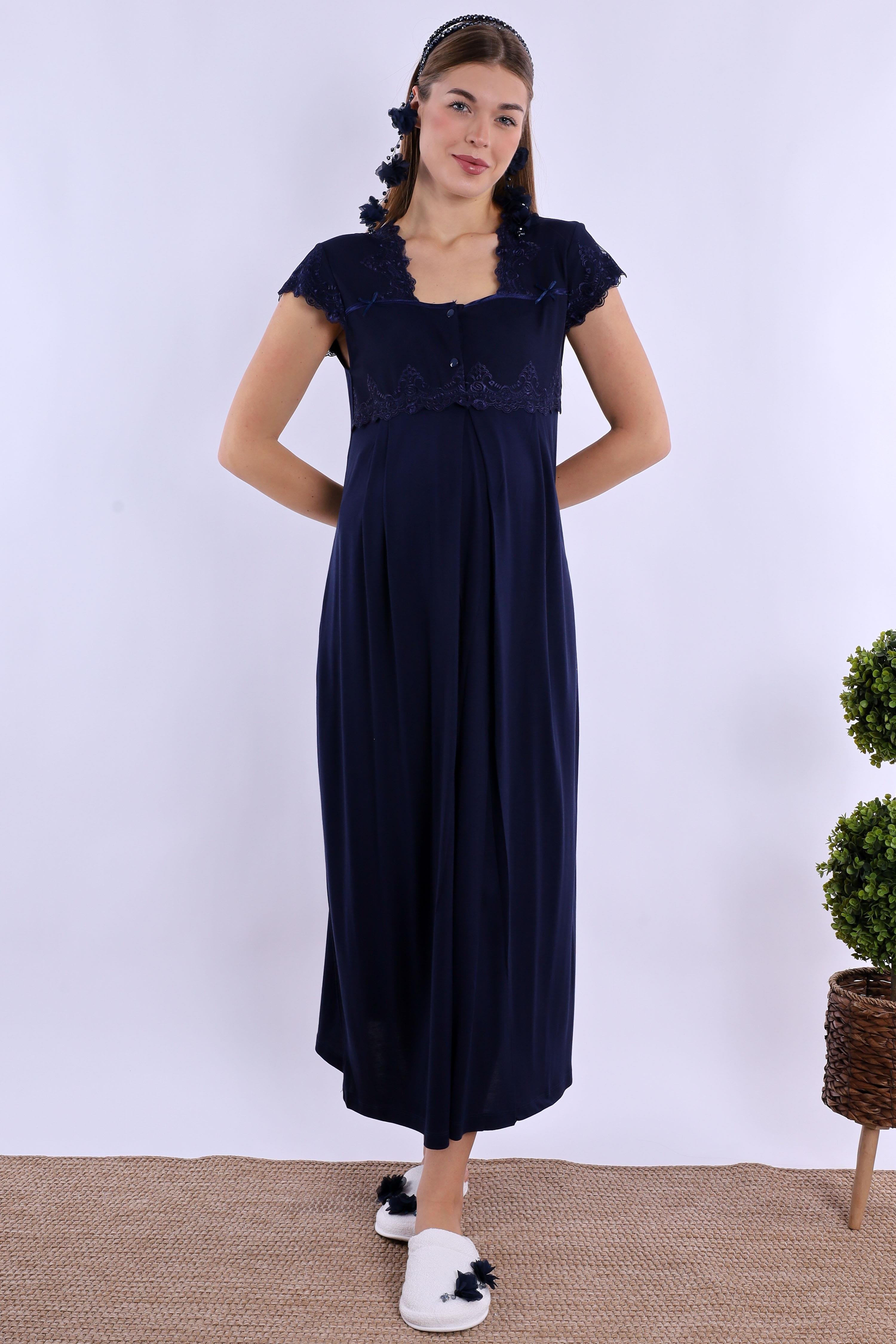 Effortt Lacivert Dantelli Hamile Lohusa Gecelik 250132