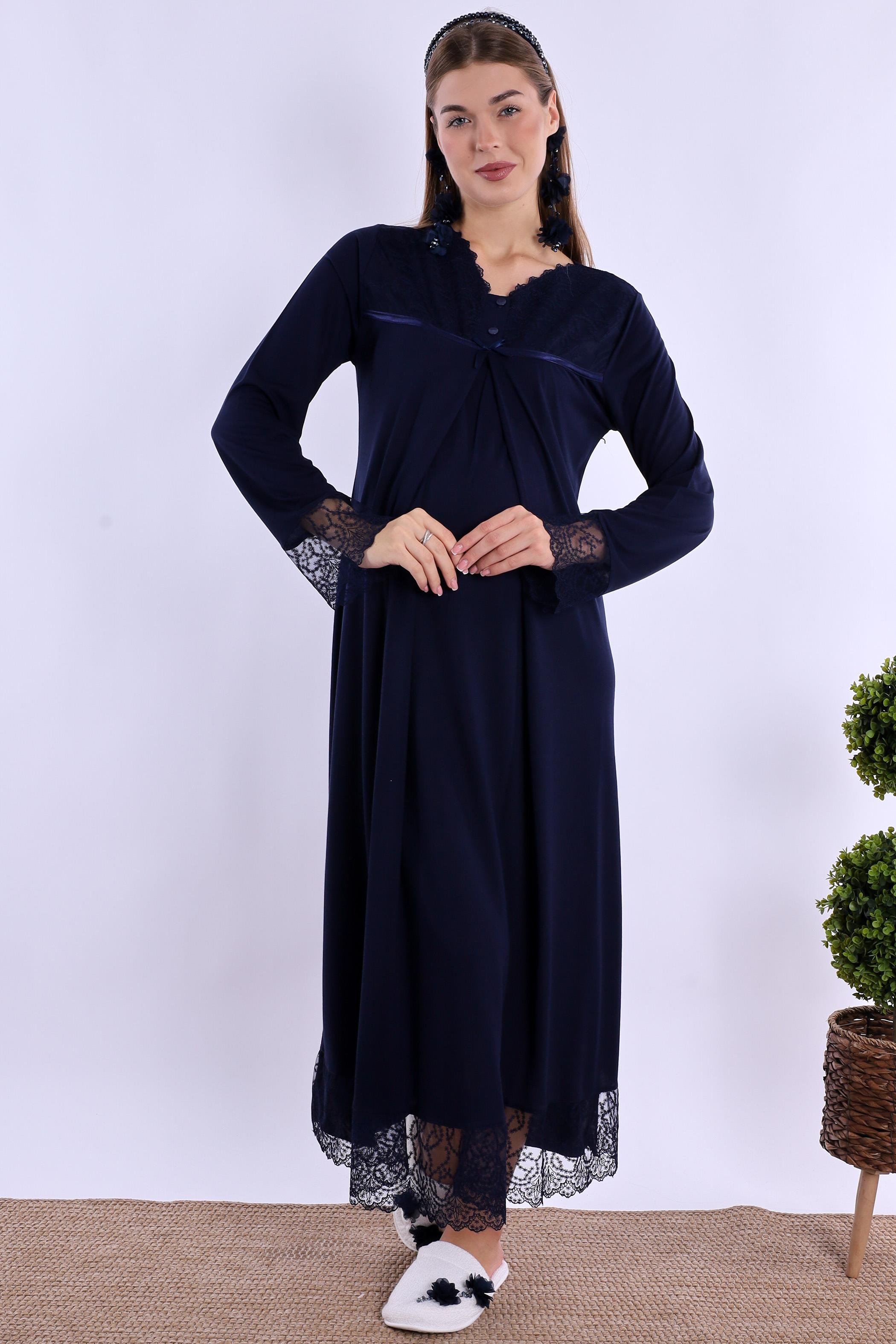 Effortt Lacivert Dantelli Hamile Lohusa Gecelik 270432