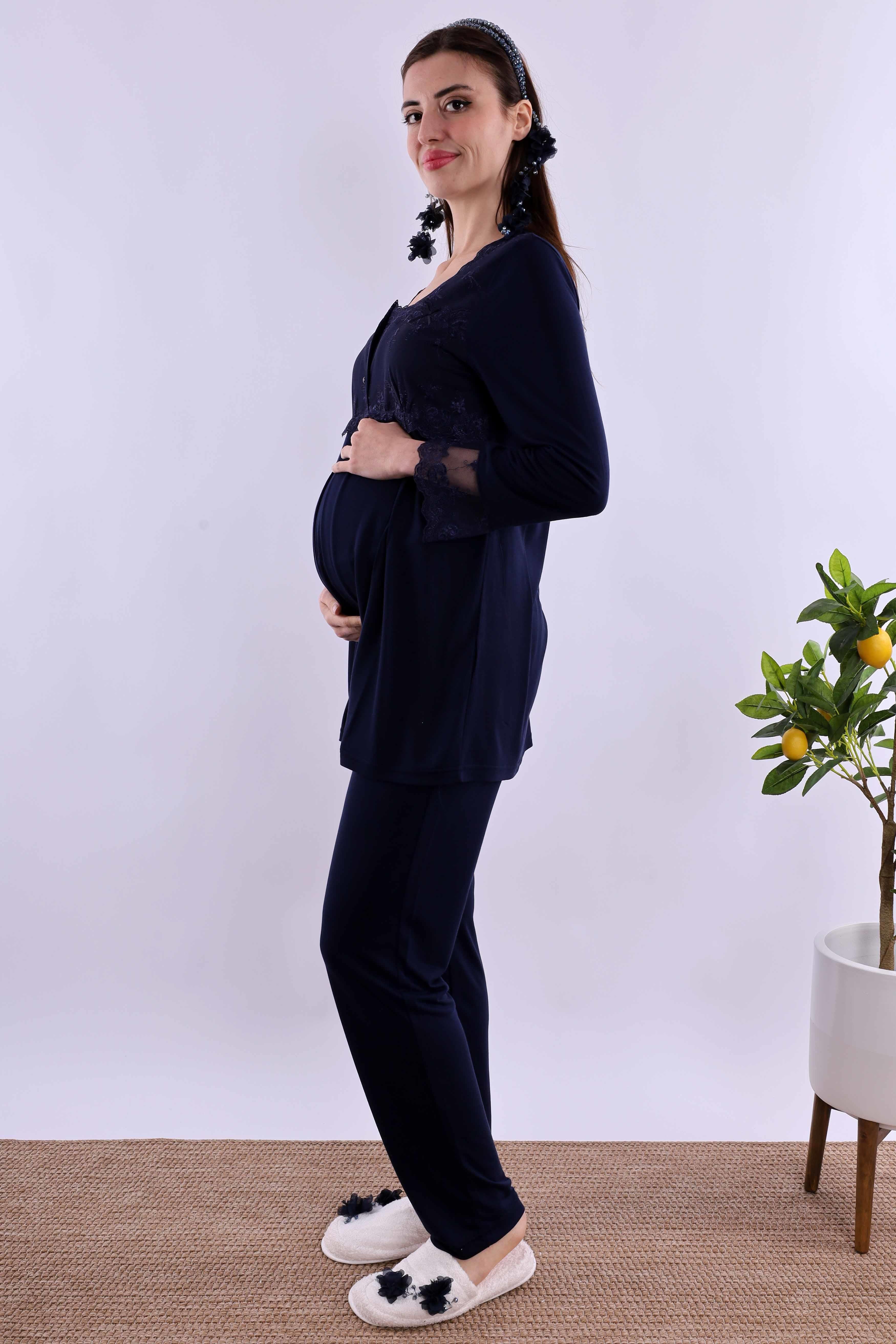 Effortt Lacivert Hamile Lohusa Set BYL224052