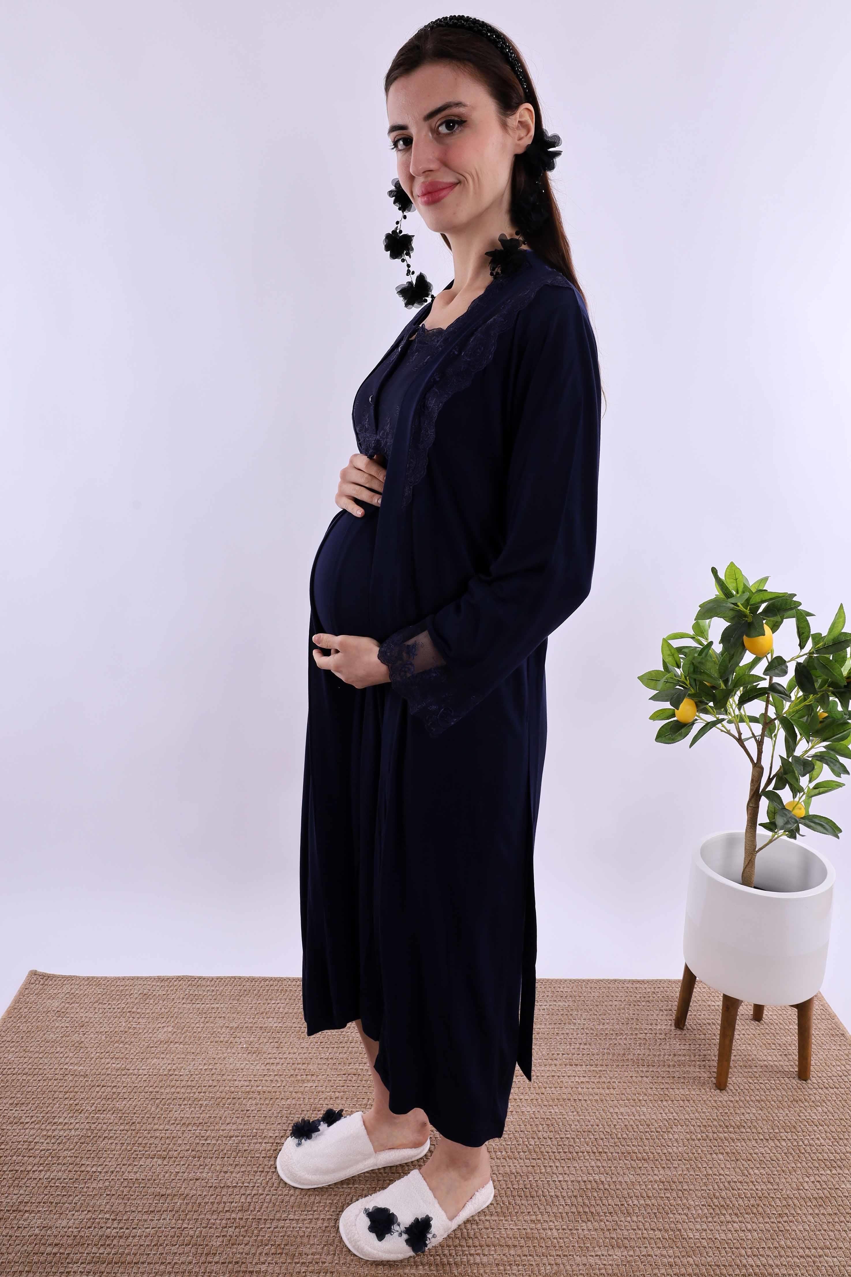 Effortt Lacivert Hamile Lohusa Set BYL224052