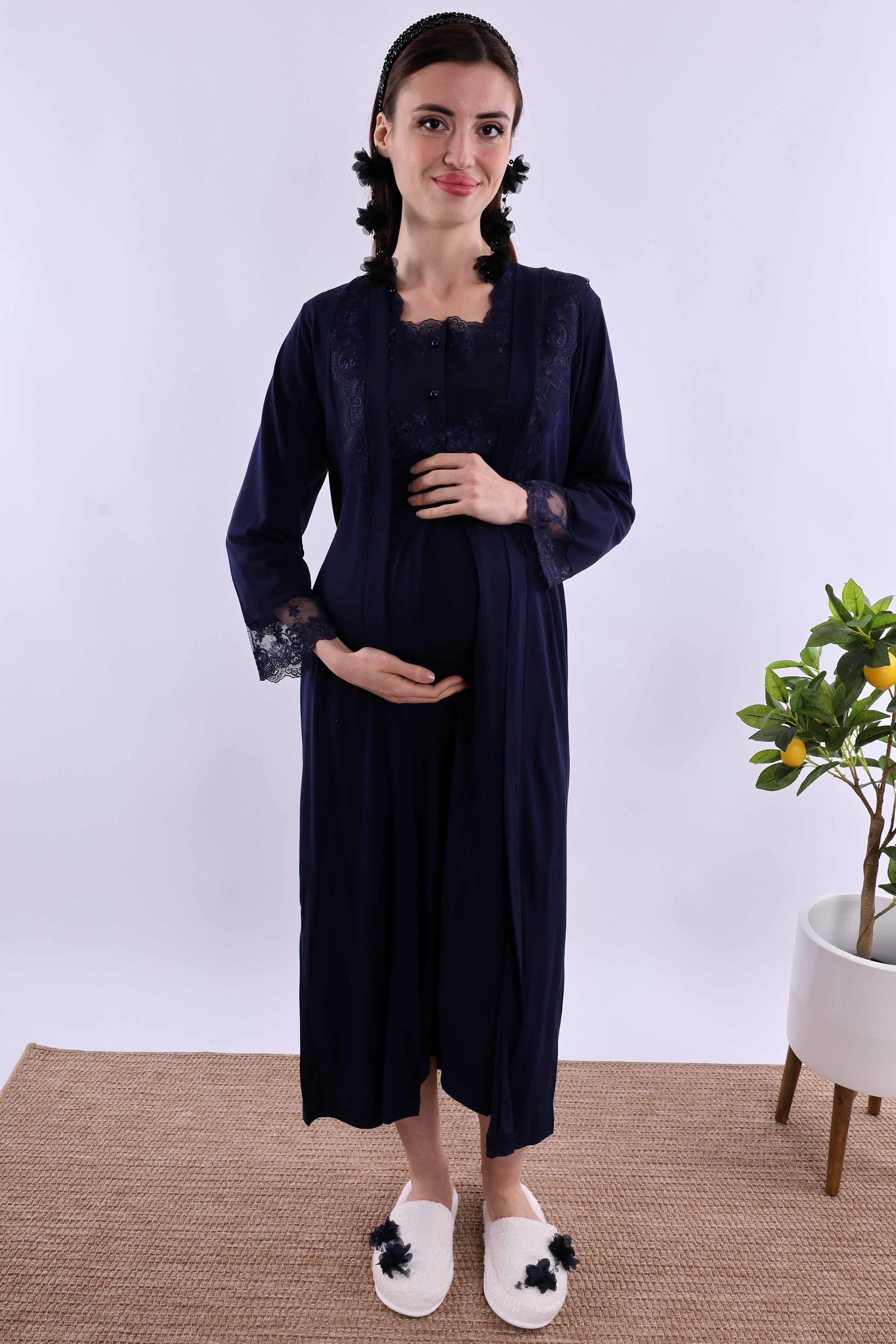 Effortt Lacivert Hamile Lohusa Set BYL224052