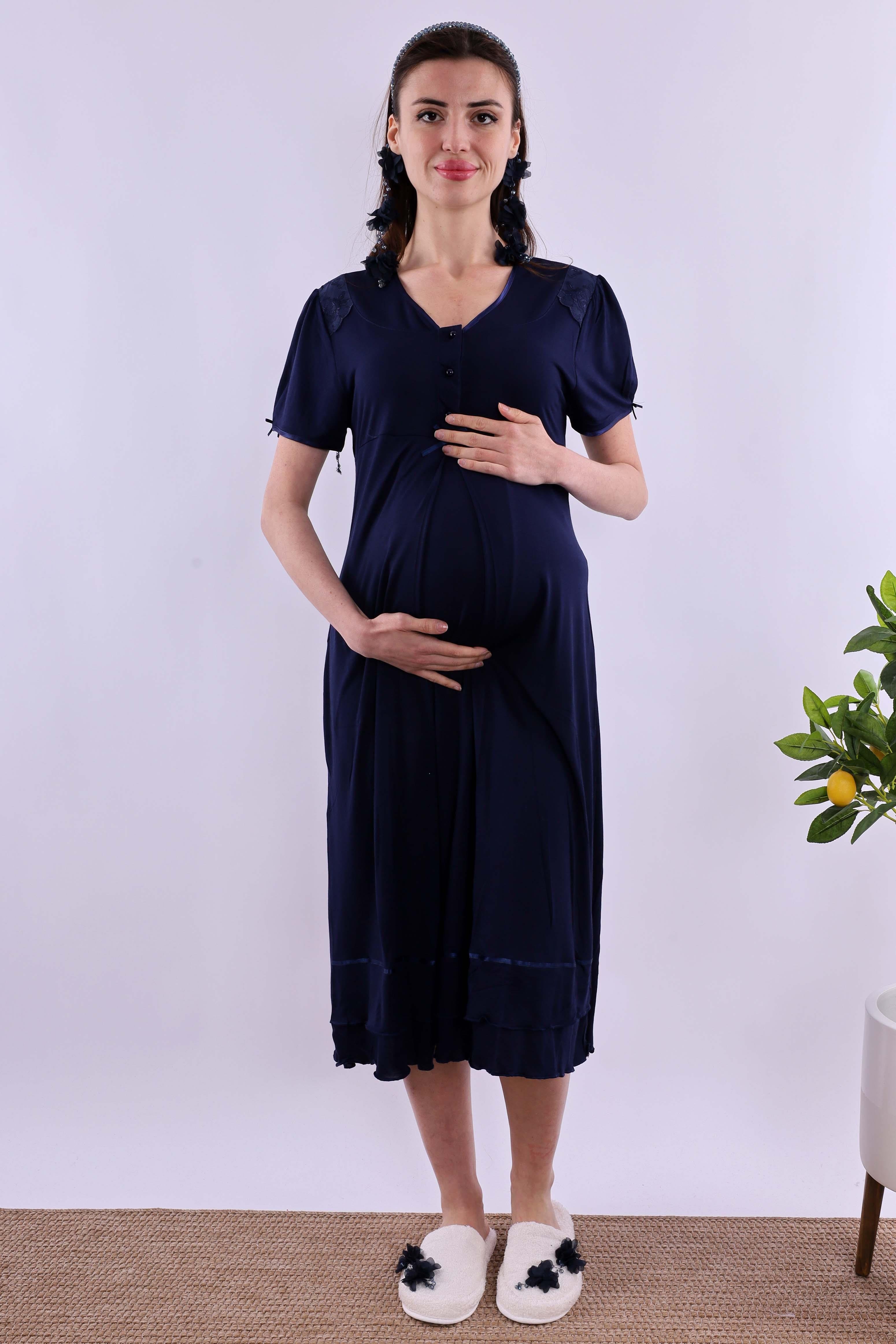 Effortt Lacivert Tesettürlü Hamile Lohusa Set BYL2T80262