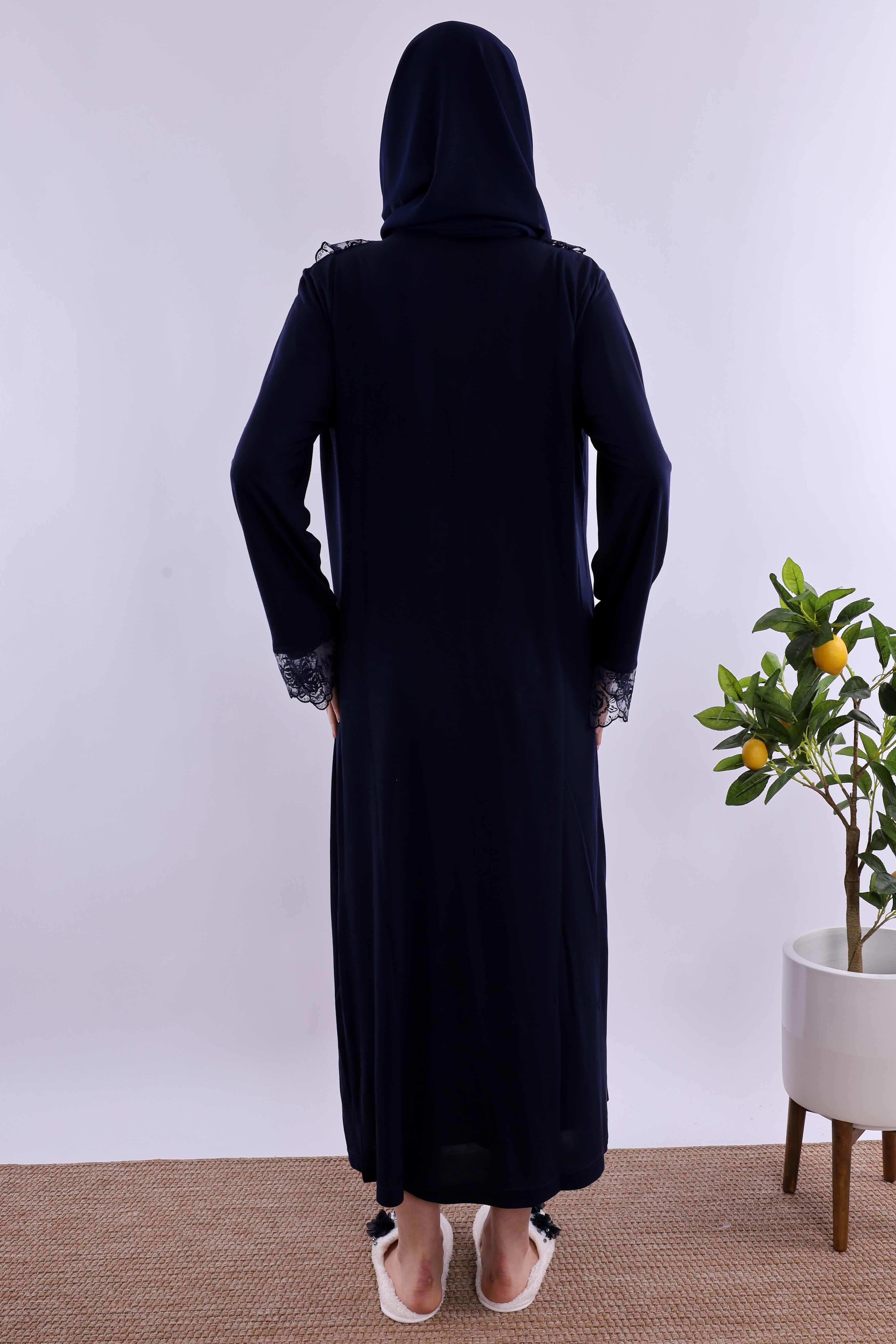 Effortt Lacivert Tesettürlü Hamile Lohusa Set BYL2T80262