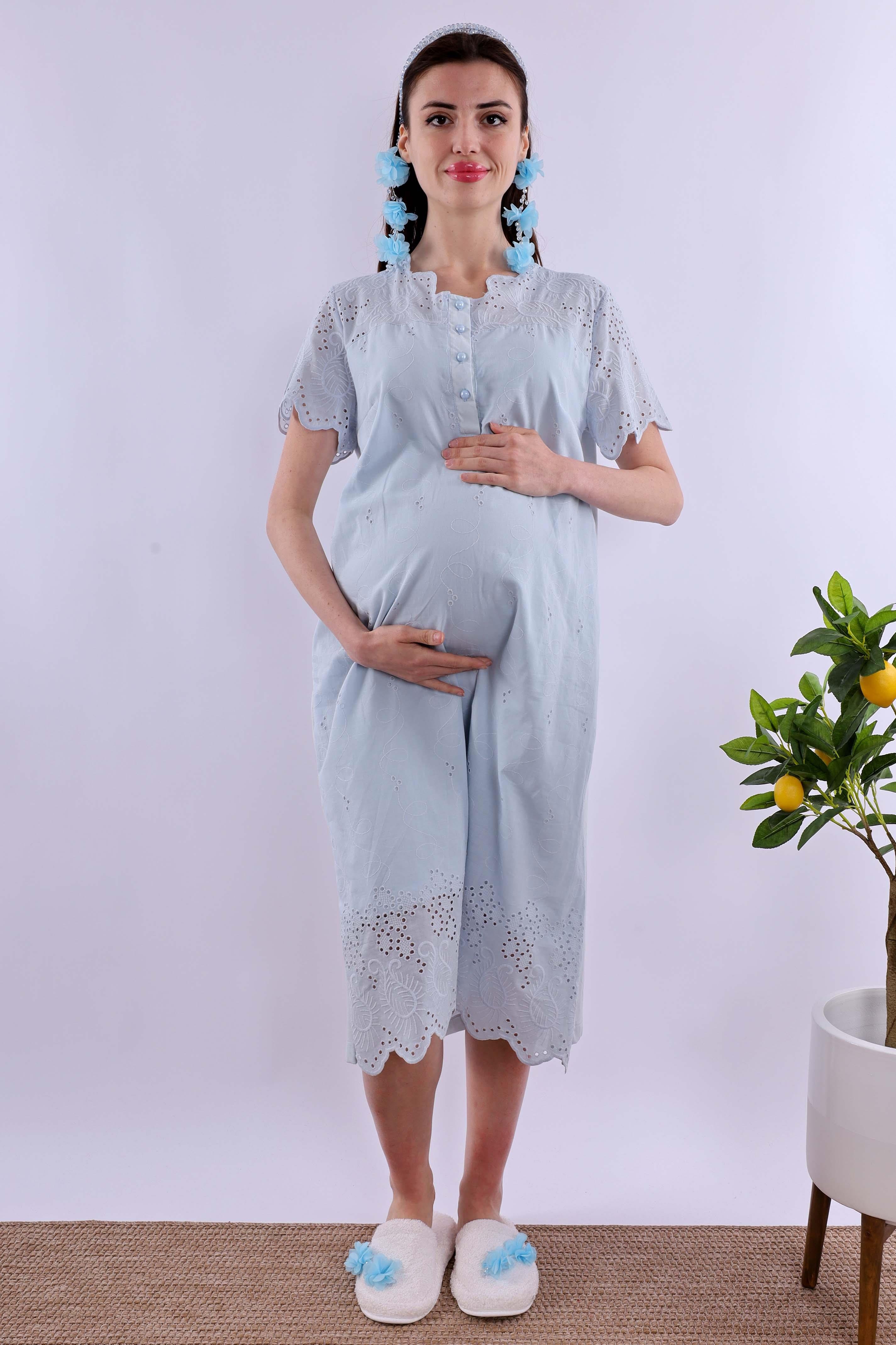 Effortt Mavi Fistolu Hamile Lohusa Gecelik BYL290232