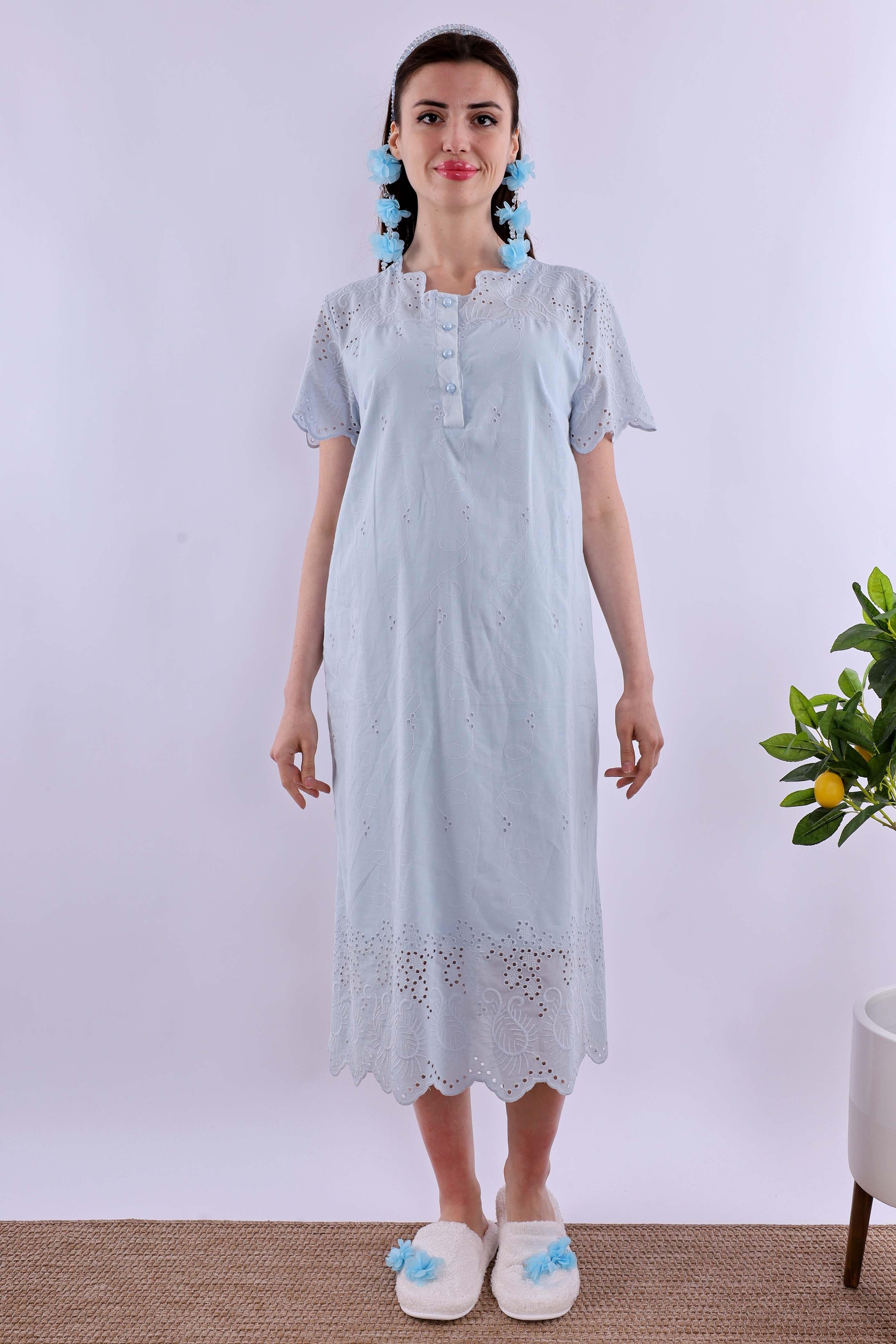 Effortt Mavi Fistolu Hamile Lohusa Gecelik BYL290232