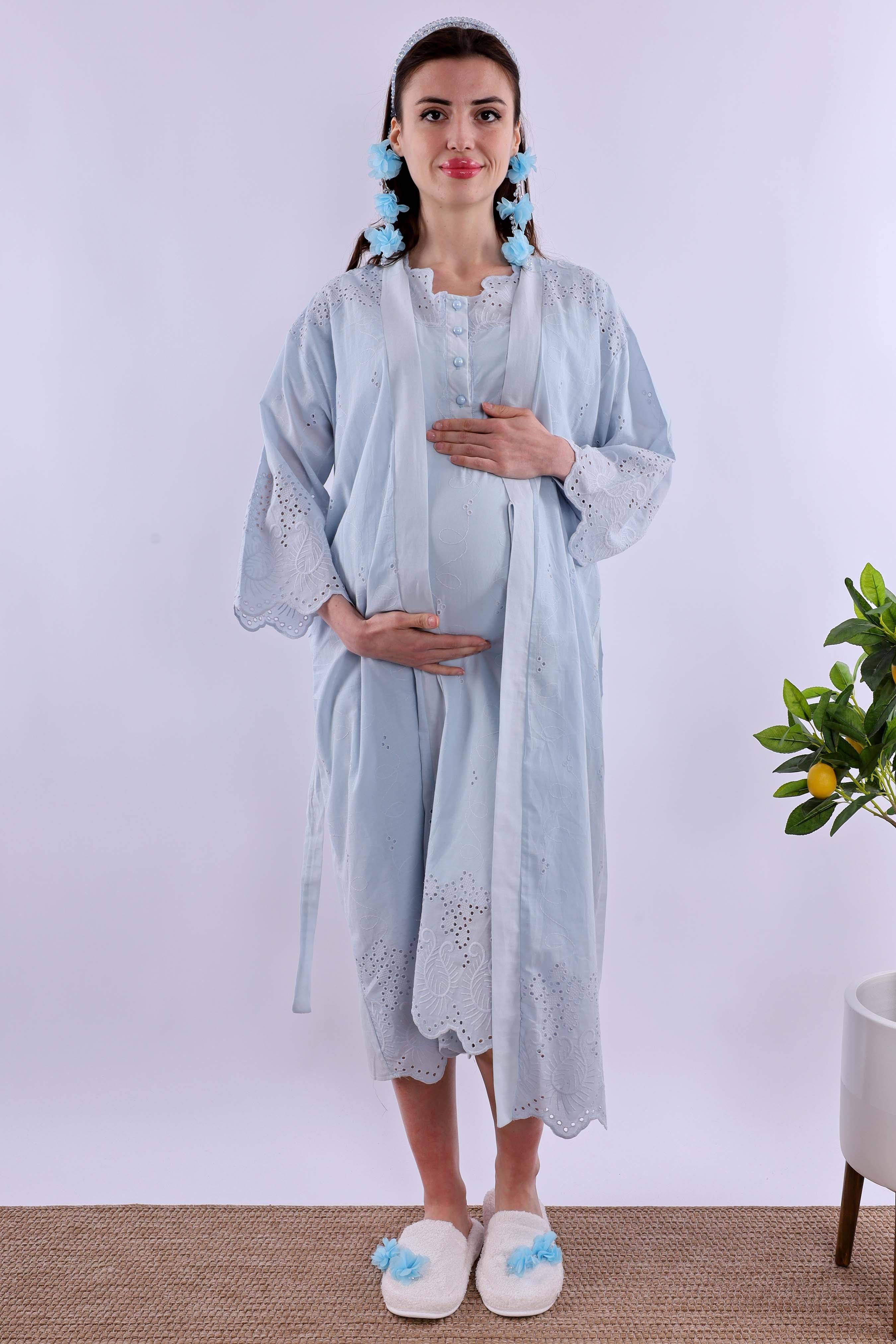 Effortt Mavi Fistolu Hamile Lohusa Set BYL290262