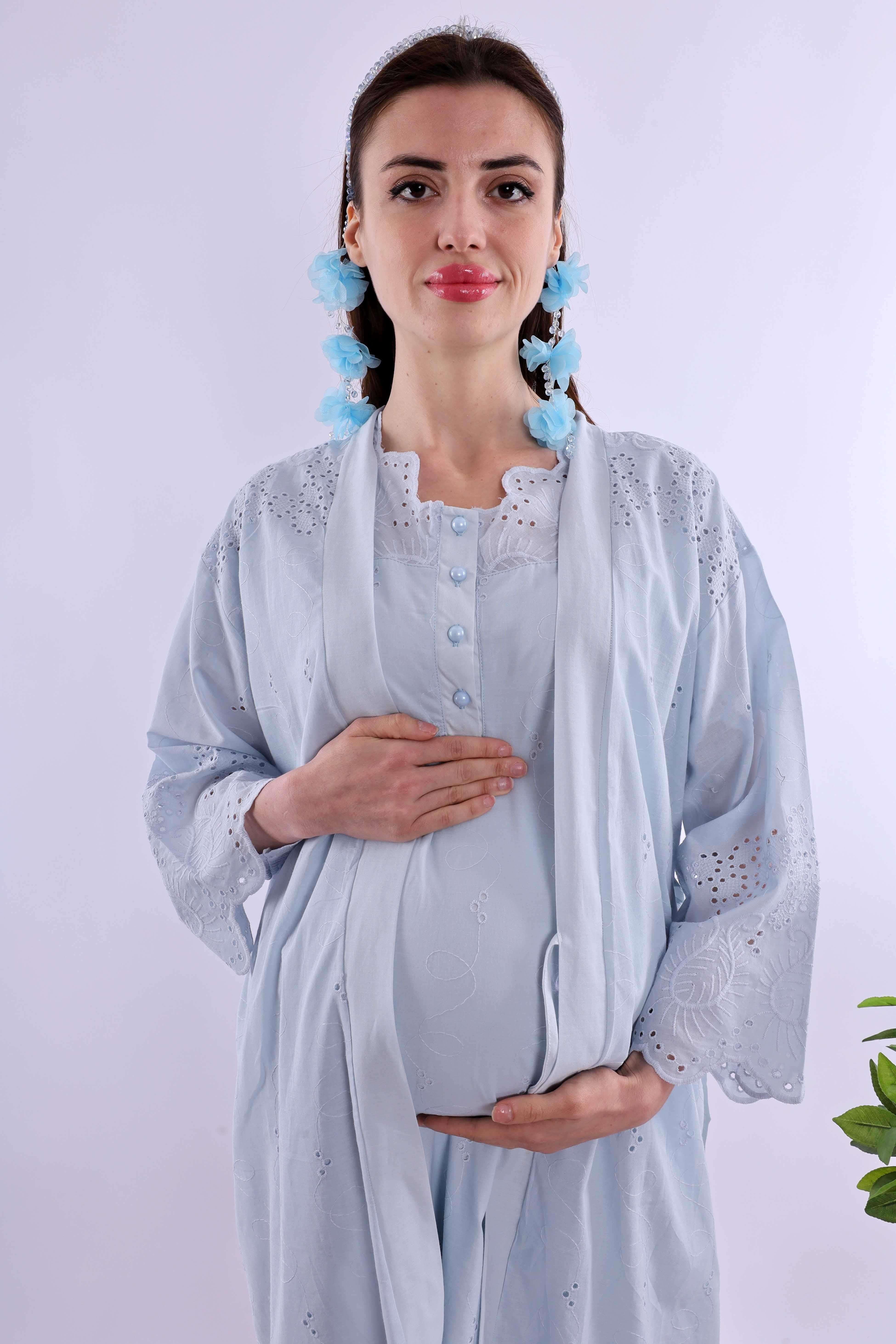 Effortt Mavi Fistolu Hamile Lohusa Set BYL290262