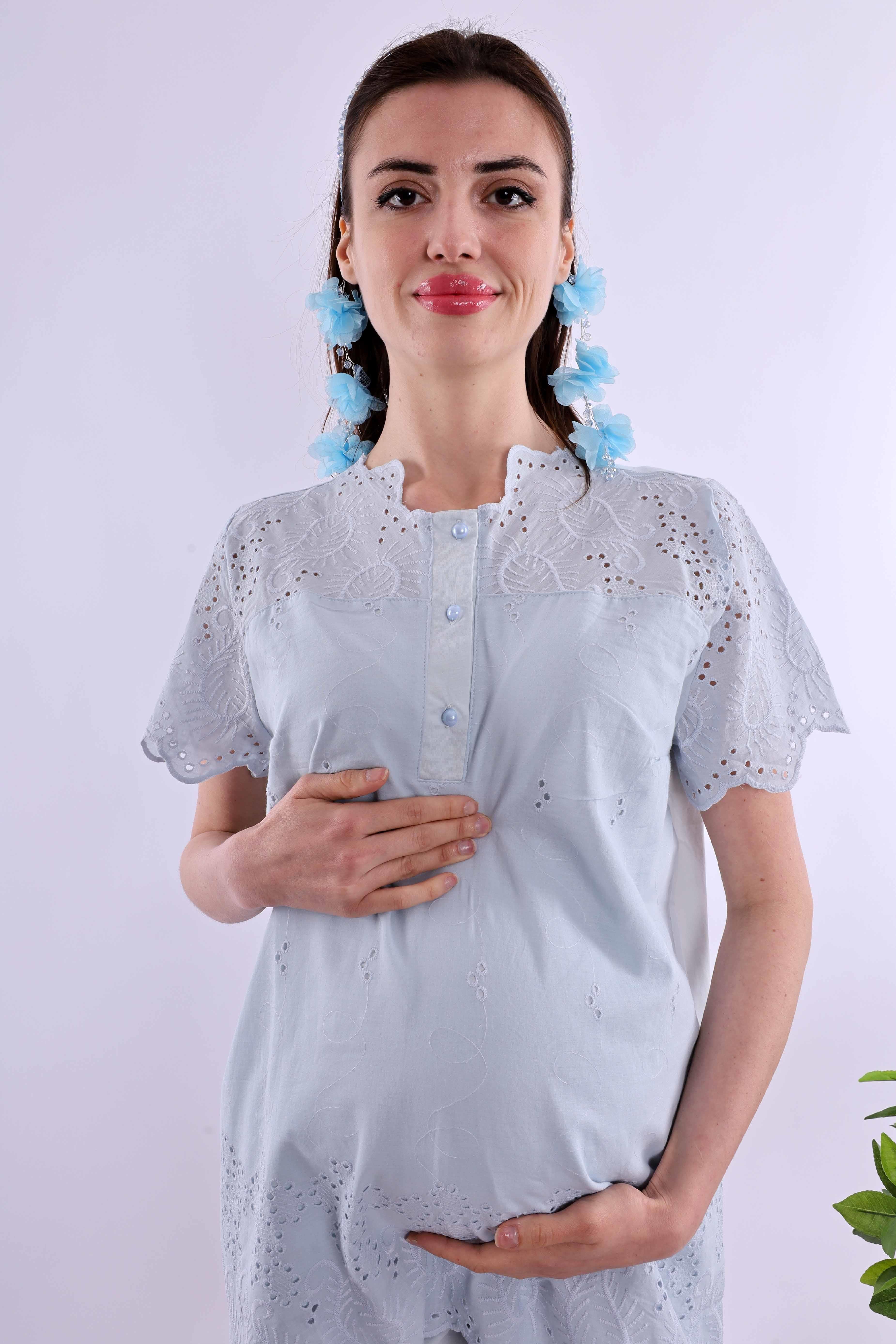 Effortt Mavi Fistolu Hamile Lohusa Set BYL290262