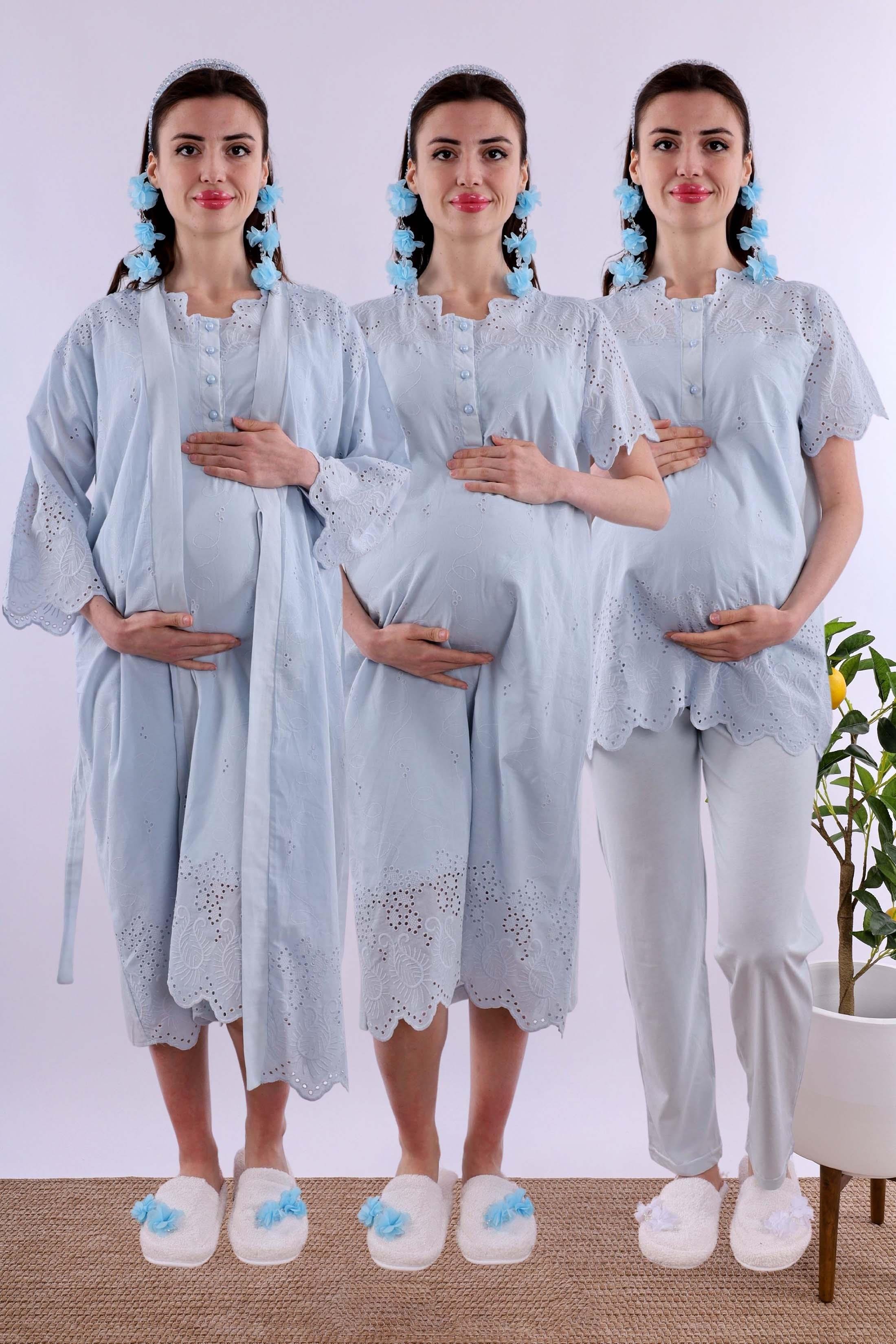 Effortt Mavi Fistolu Hamile Lohusa Set BYL290262