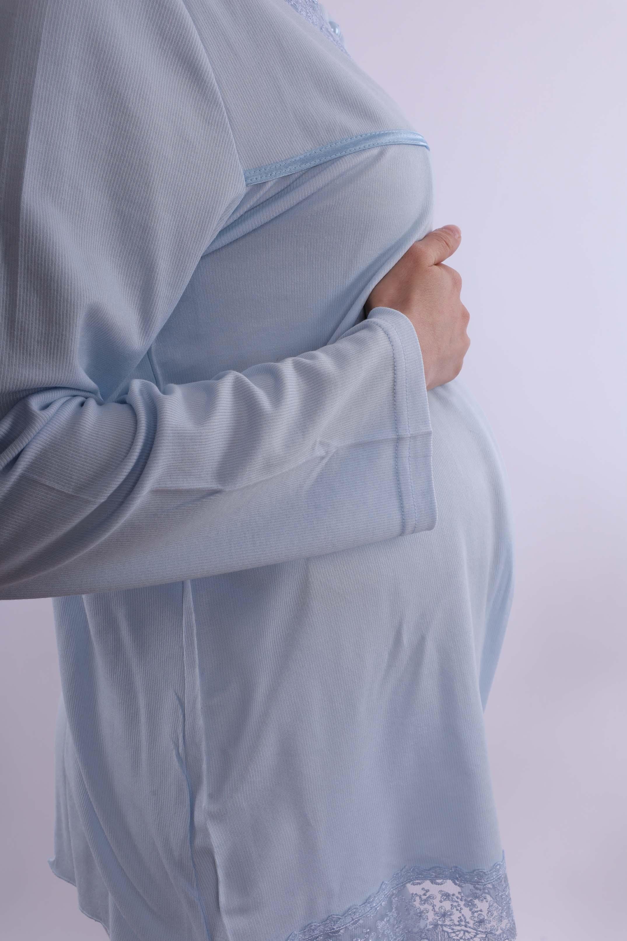 Effortt Mavi Hamile Lohusa Pijama Takımı BYL240322