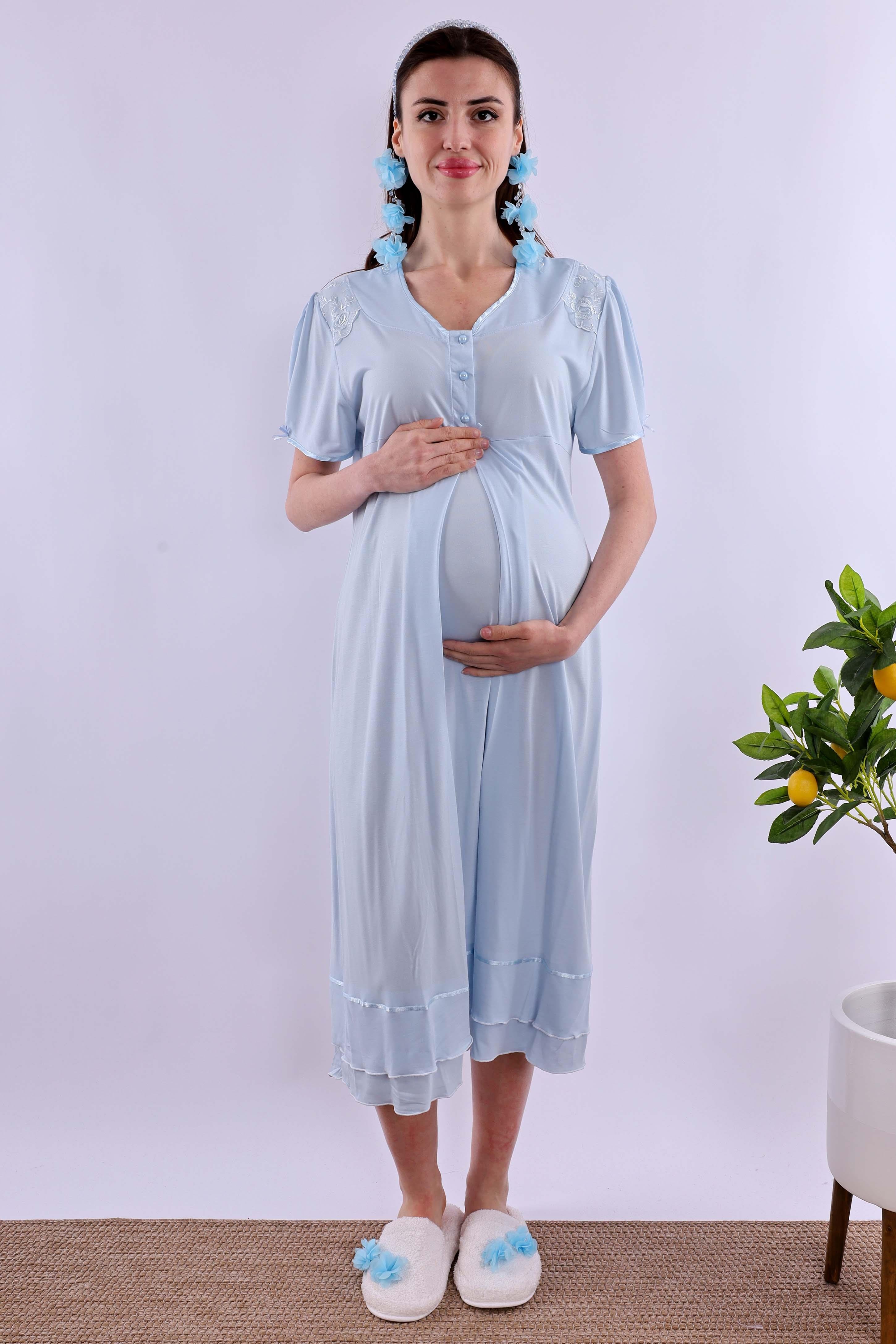 Effortt Mavi Tesettürlü Hamile Lohusa Set BYL2T80262