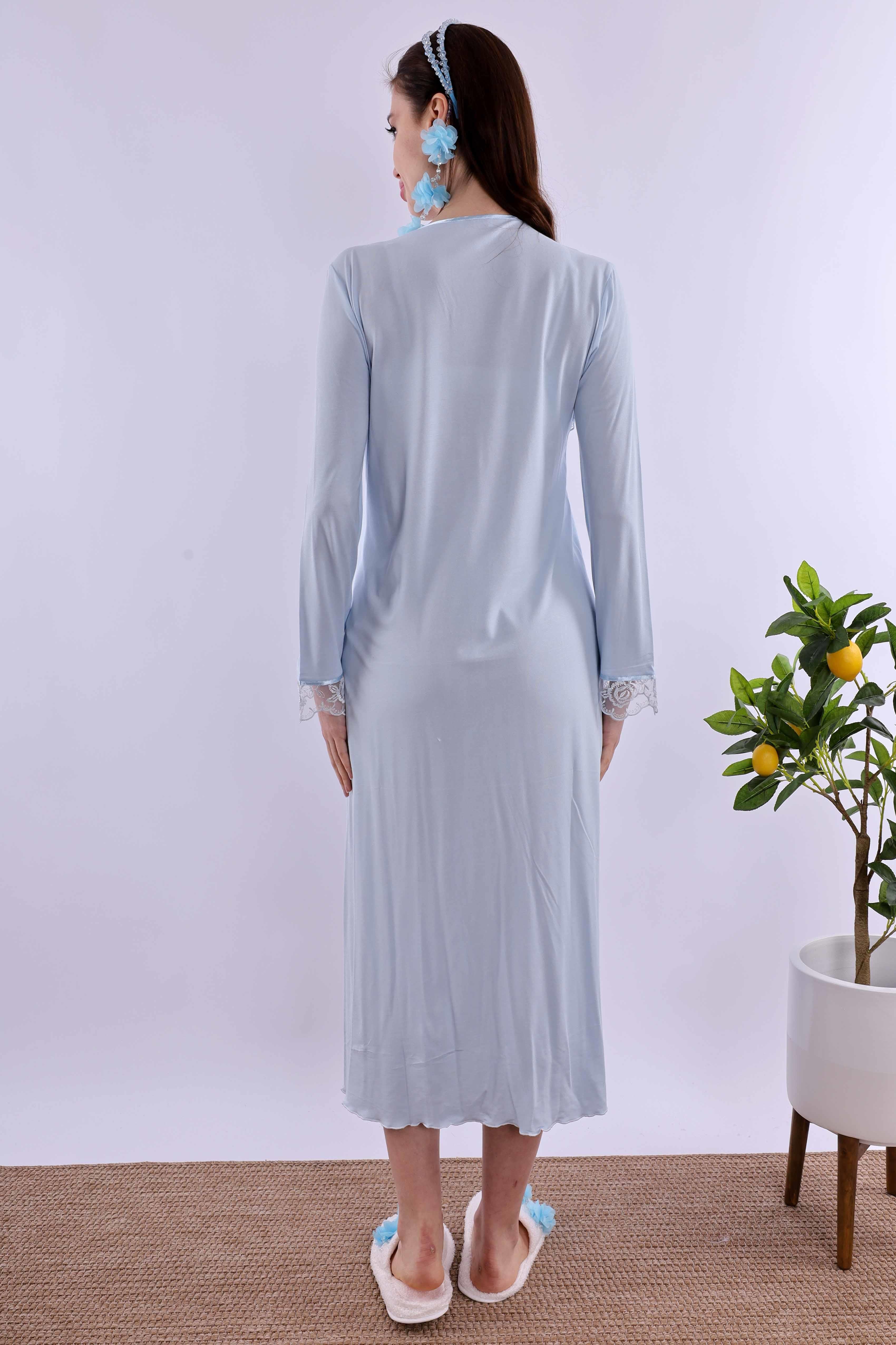 Effortt Mavi Tesettürlü Hamile Lohusa Set BYL2T24262